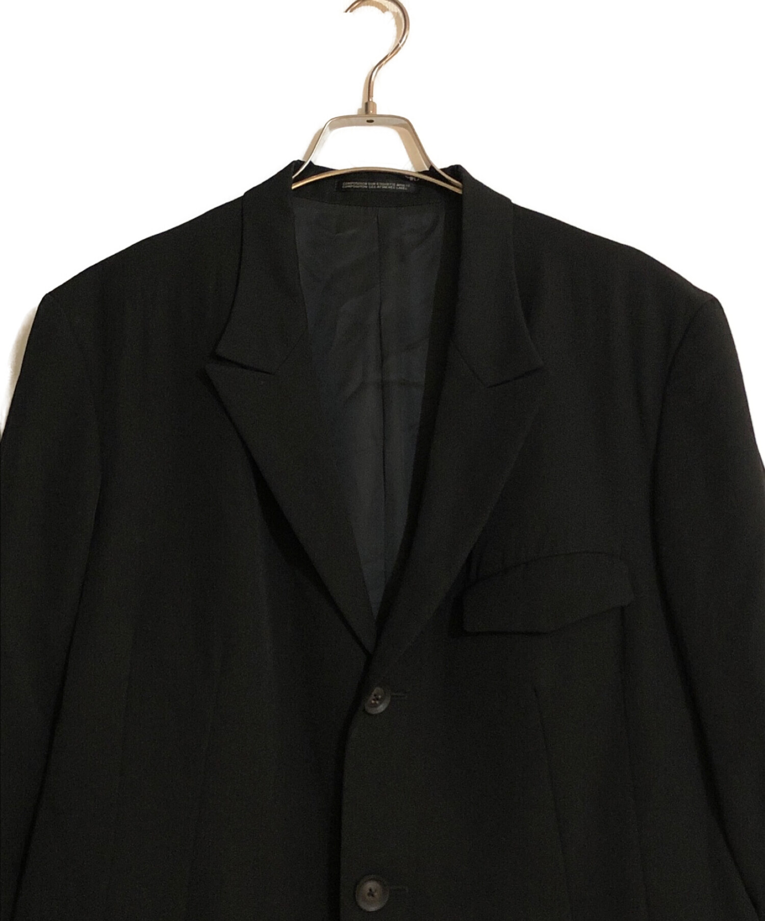 Yohji Yamamoto pour homme Wrinkled Gabardine 3B Peaked lapel Jacket/ウィンクル  ガバージン ３D ピークド ラペル ジャケット ブラック サイズ:表記なし