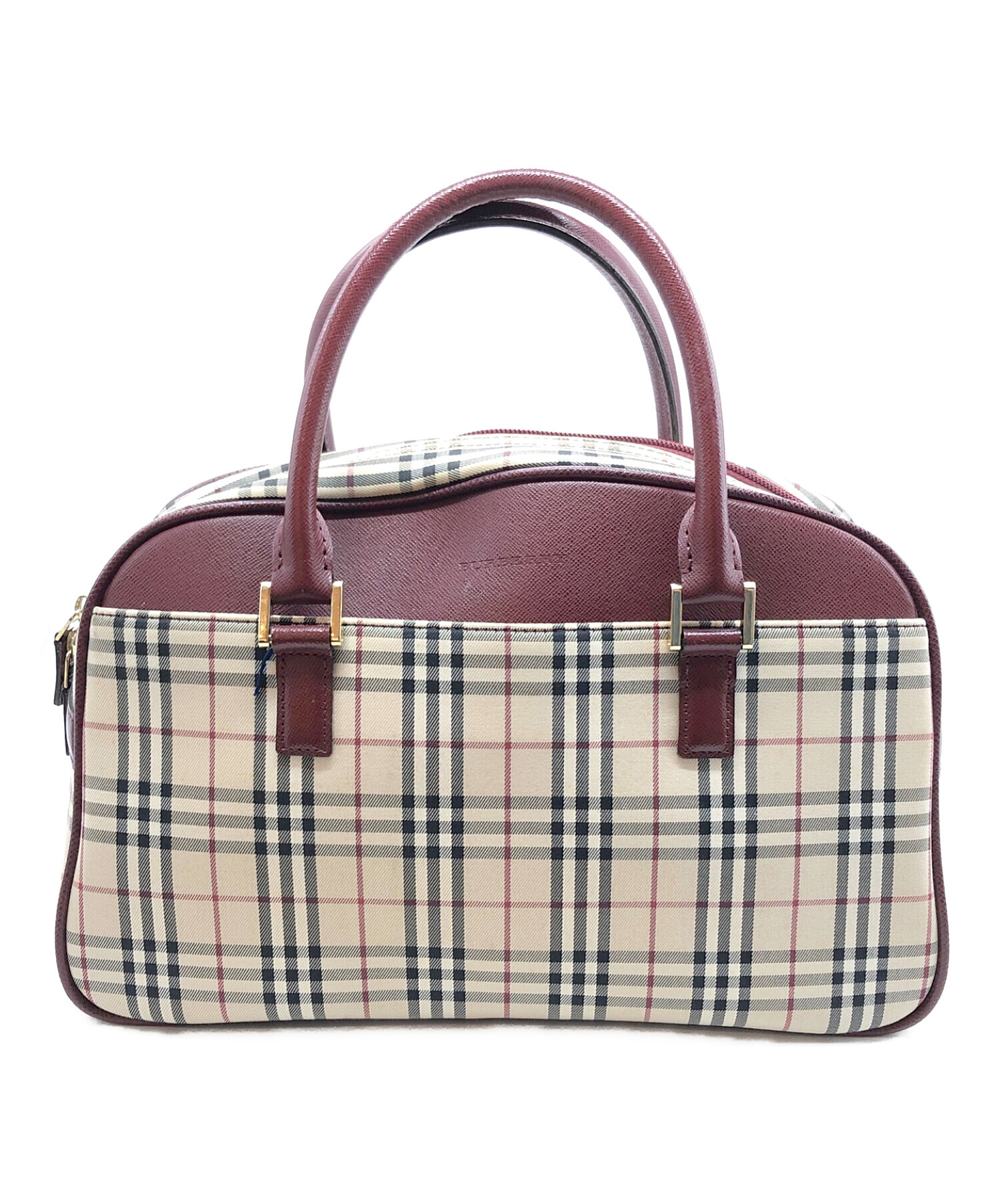 BURBERRY (バーバリー) ボストンバッグ レッド×ベージュ