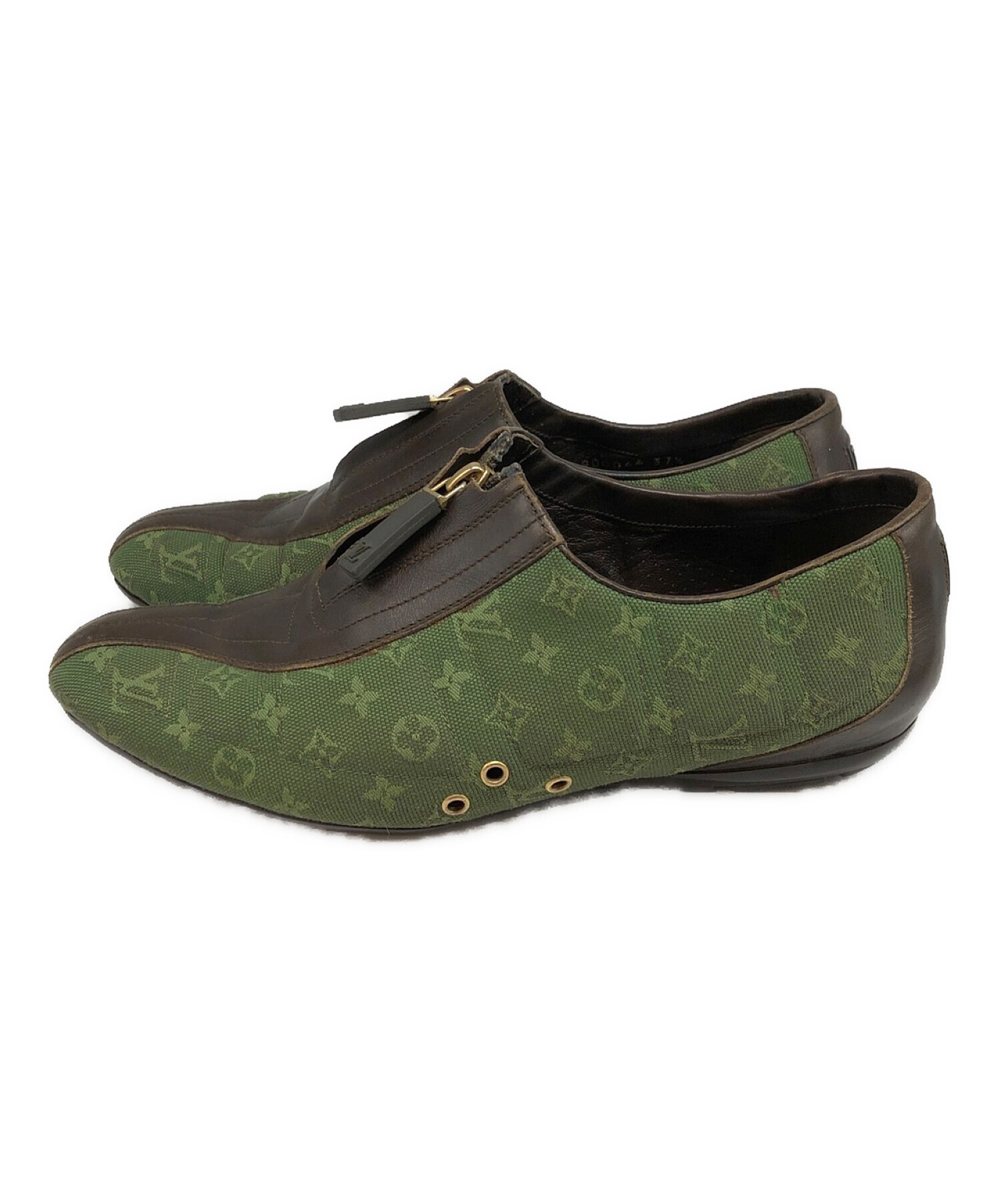 LOUIS VUITTON (ルイ ヴィトン) モノグラムミニドライビングシューズ グリーン サイズ:SIZE 37 1/2