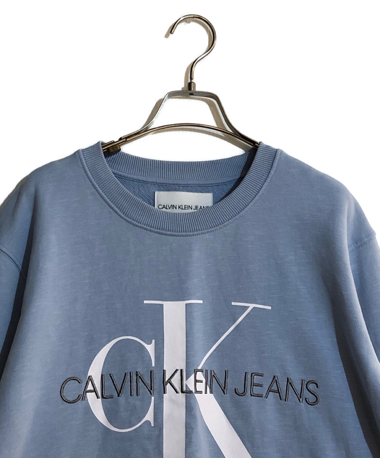 Calvin Klein Jeans (カルバンクラインジーンズ) エンブロイダリースウェット スカイブルー サイズ:L