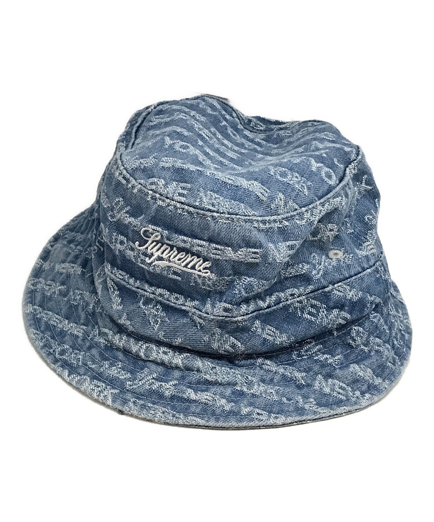 SUPREME (シュプリーム) multi type jacquard denim crusher/マルチ タイプ ジャッカード デニム  クラッシャー ブルー サイズ:MIDIUM/LARGE