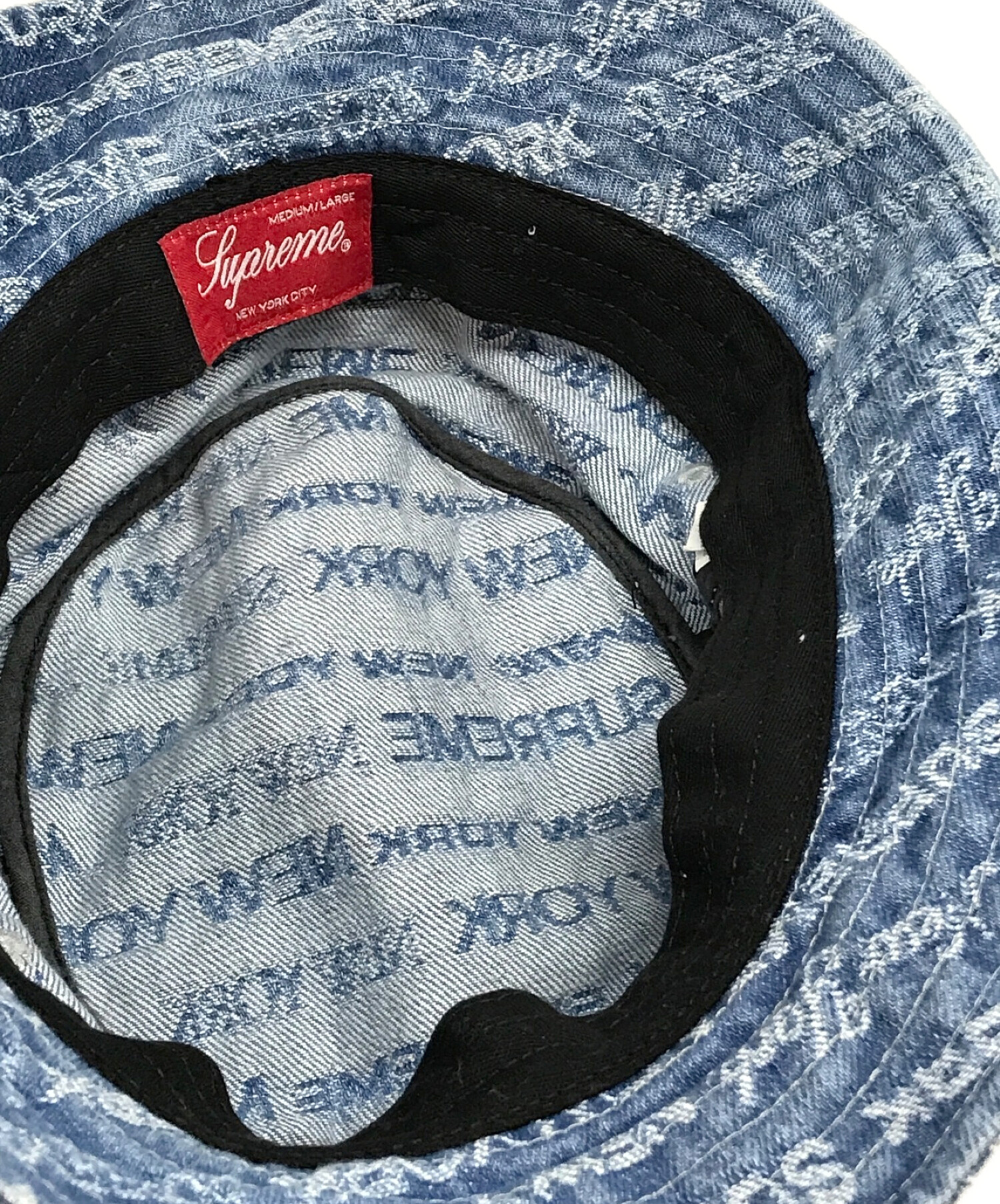 SUPREME (シュプリーム) multi type jacquard denim crusher/マルチ タイプ ジャッカード デニム  クラッシャー ブルー サイズ:MIDIUM/LARGE