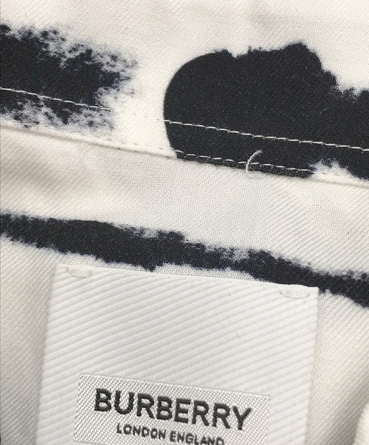 BURBERRY (バーバリー) ゼブラ柄半袖レイヤードシャツ ブラック サイズ:SIZE L