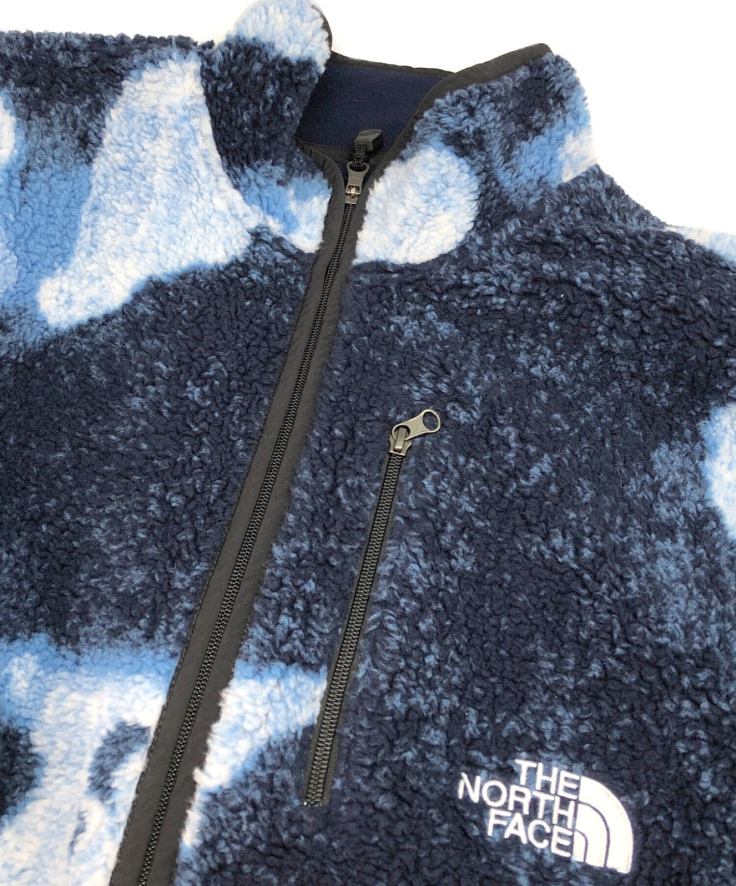 SUPREME×THE NORTH FACE (シュプリーム × ザノースフェイス) Bleached Denim Print Fleece  Jacket ネイビー サイズ:SIZE XL