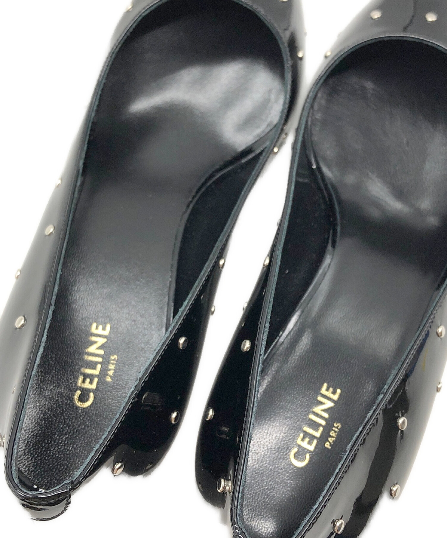 中古・古着通販】CELINE (セリーヌ) ポインテッドトゥスタッズパンプス ブラック サイズ:SIZE 34.5｜ブランド・古着通販  トレファク公式【TREFAC FASHION】スマホサイト