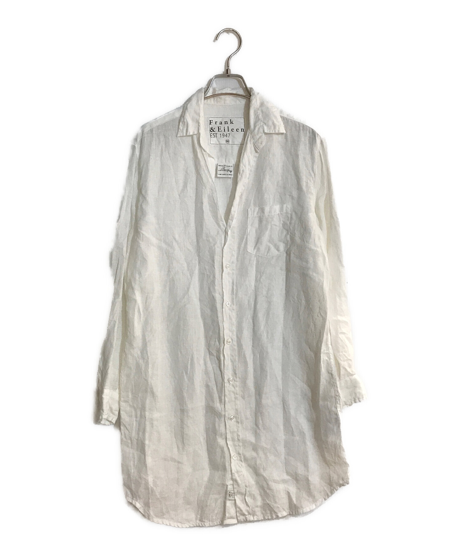 Frank＆Eileen LINEN ホワイトロングシャツ-