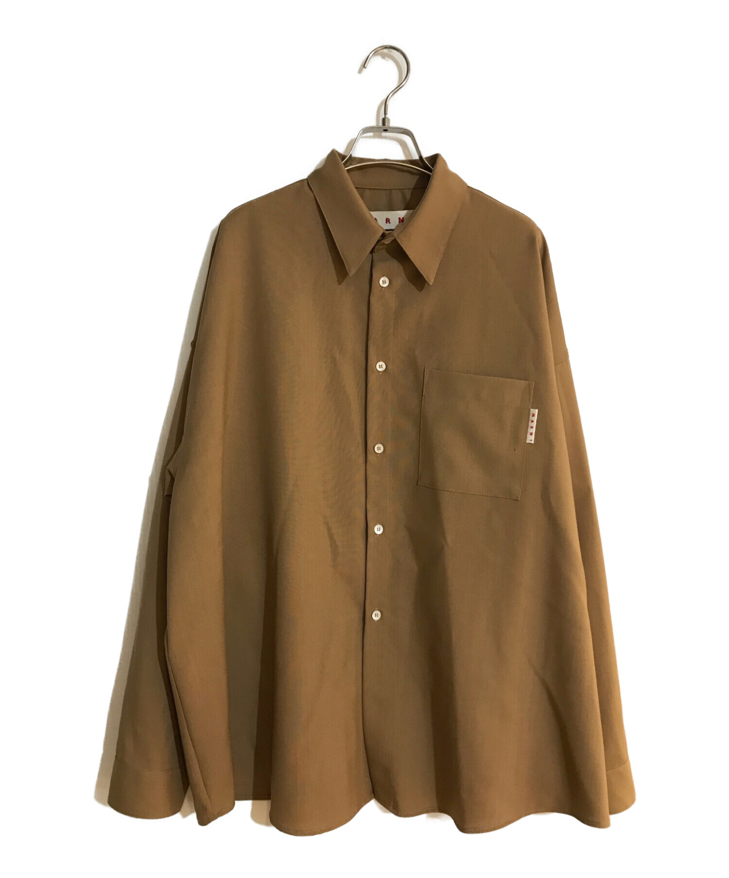 ベルサーチマルニ MARNI トロピカルウールシャツ ブラウン サイズ 48