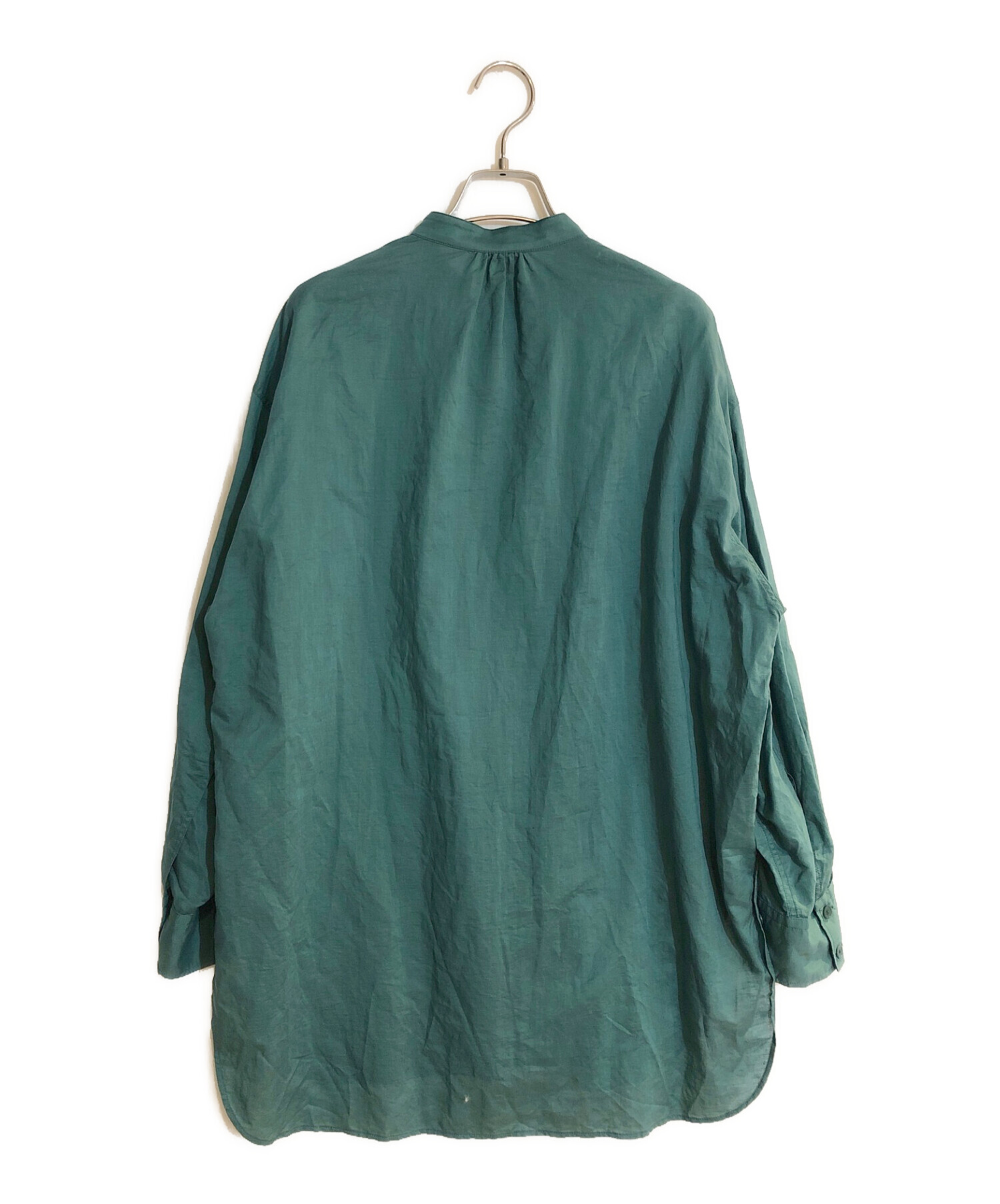 MACPHEE (マカフィー) コットンリネンシアー バンドカラーシャツ グリーン サイズ:SIZE 36
