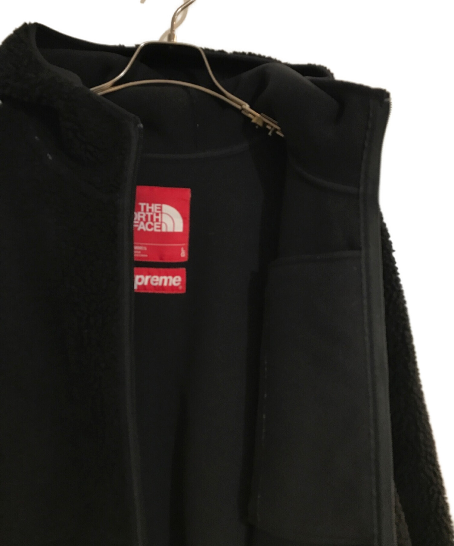 Supreme (シュプリーム) THE NORTH FACE (ザ ノース フェイス) Sロゴフーテッドフリースジャケット ブラック サイズ:L