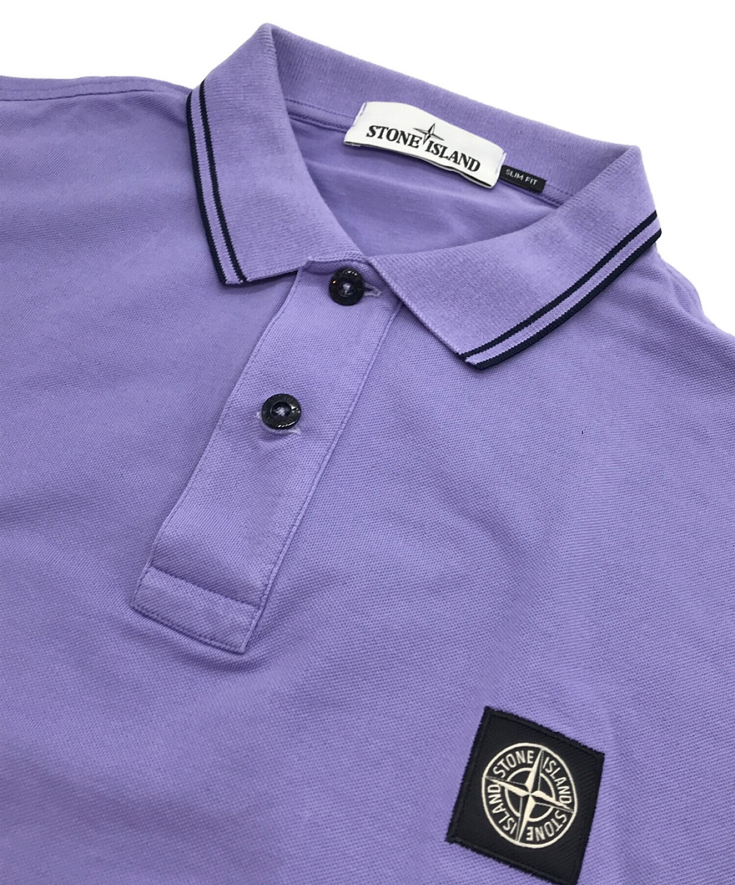 STONE ISLAND (ストーンアイランド) SLIM FIT/スリムフィット 鹿の子ポロ パープル サイズ:XL