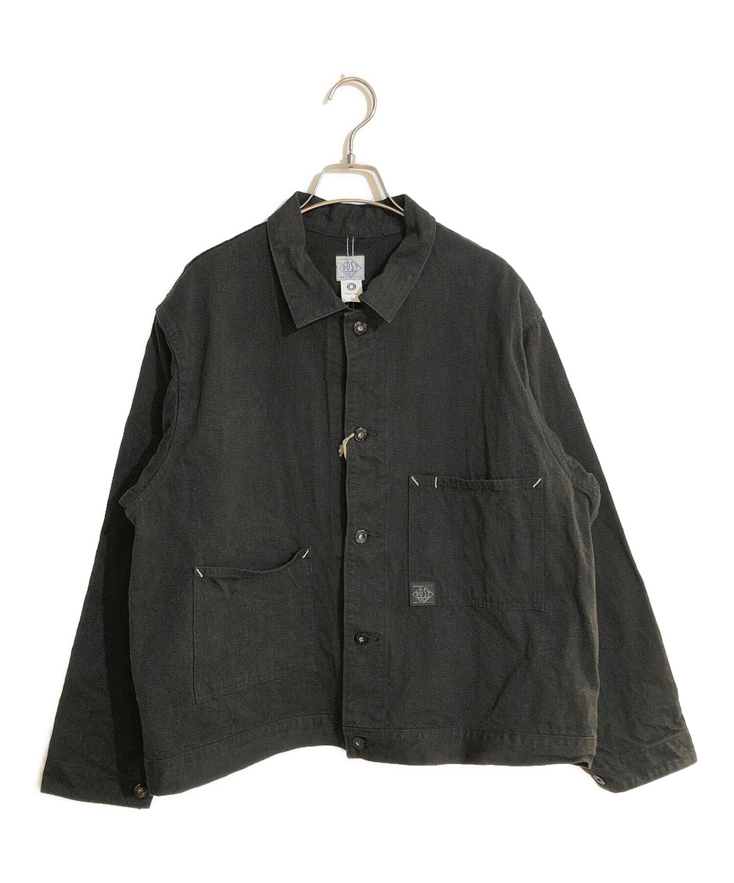 POST O'ALLS (ポストオーバーオールズ) MECHANIC BLOUSE : cotton covert  charcoal/メカニックブラウス：コットンコーベルトチャコール グレー サイズ:SIZE L