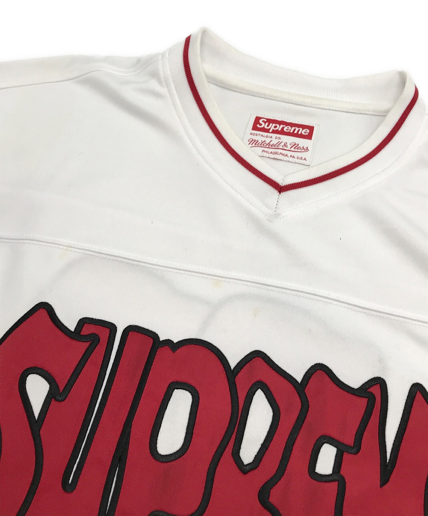 SUPREME (シュプリーム) Mitchell & Ness Football Jerseyミッシェルアンドネスフットボールジャージー  ホワイト×レッド サイズ:表記なし