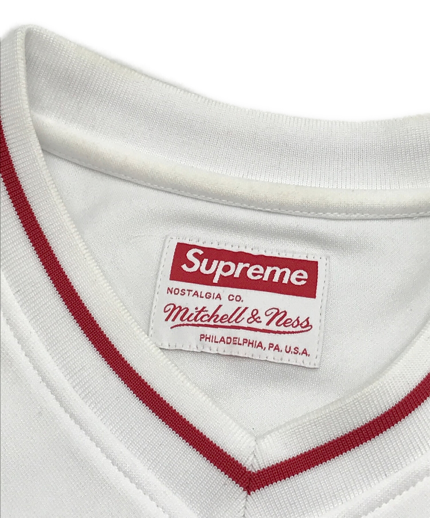 SUPREME (シュプリーム) Mitchell & Ness Football Jerseyミッシェルアンドネスフットボールジャージー  ホワイト×レッド サイズ:表記なし