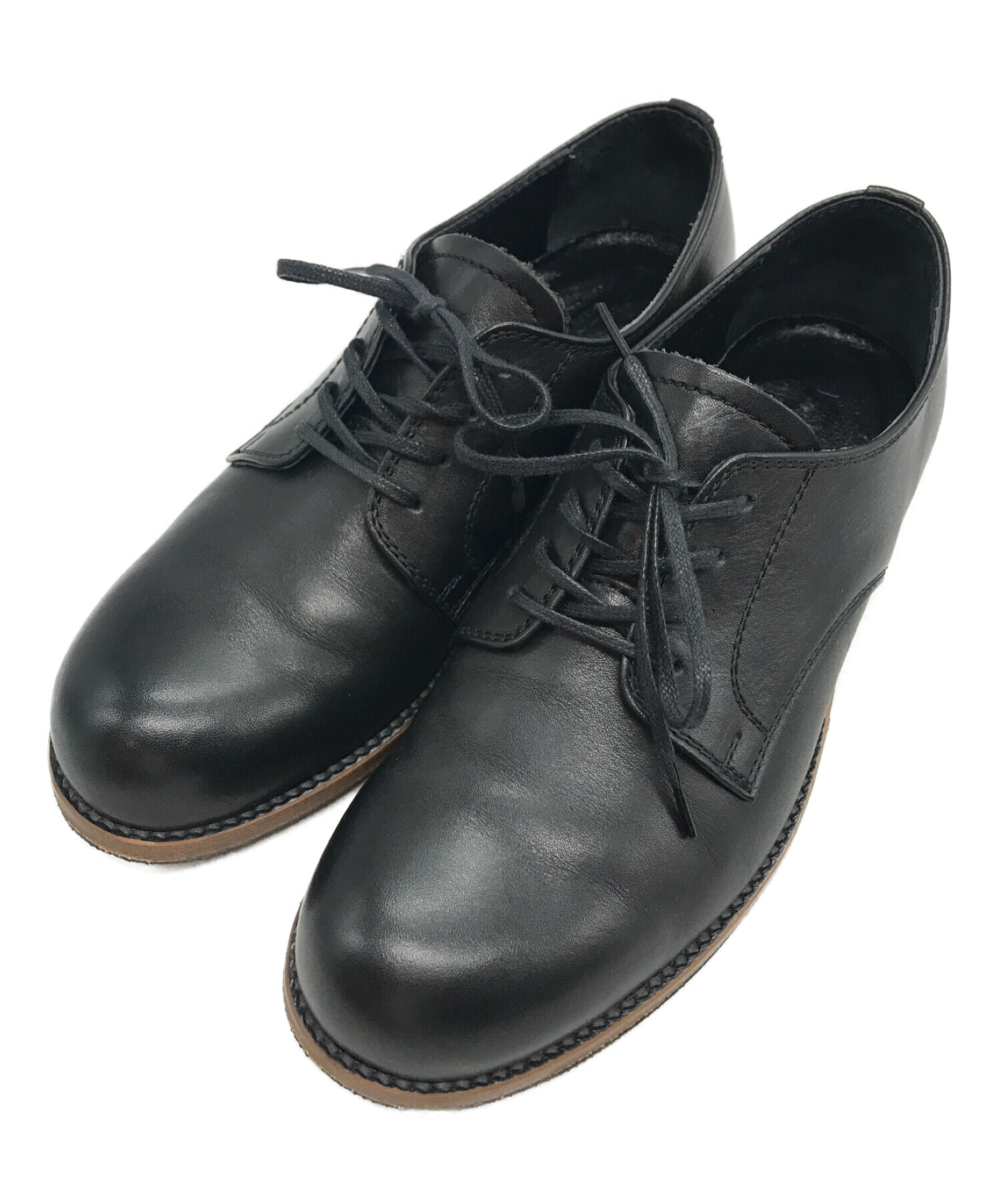 PADRONE (パドローネ) DERBY PLAIN TOE SHOES/ダービー プレーントゥシューズ ブラック サイズ:40