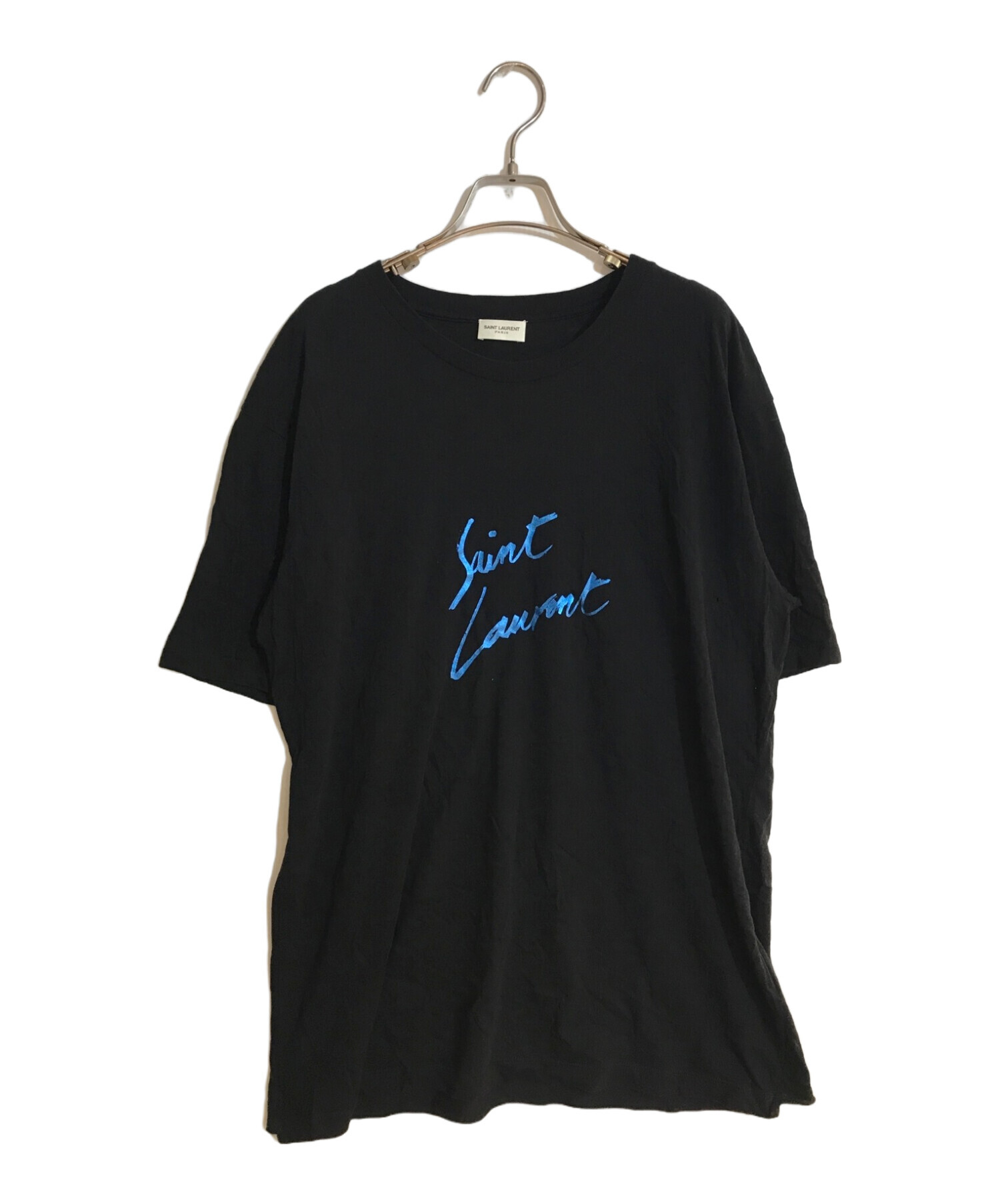 Saint Laurent Paris (サンローランパリ) ロゴプリントTシャツ ブラック サイズ:SIZE M