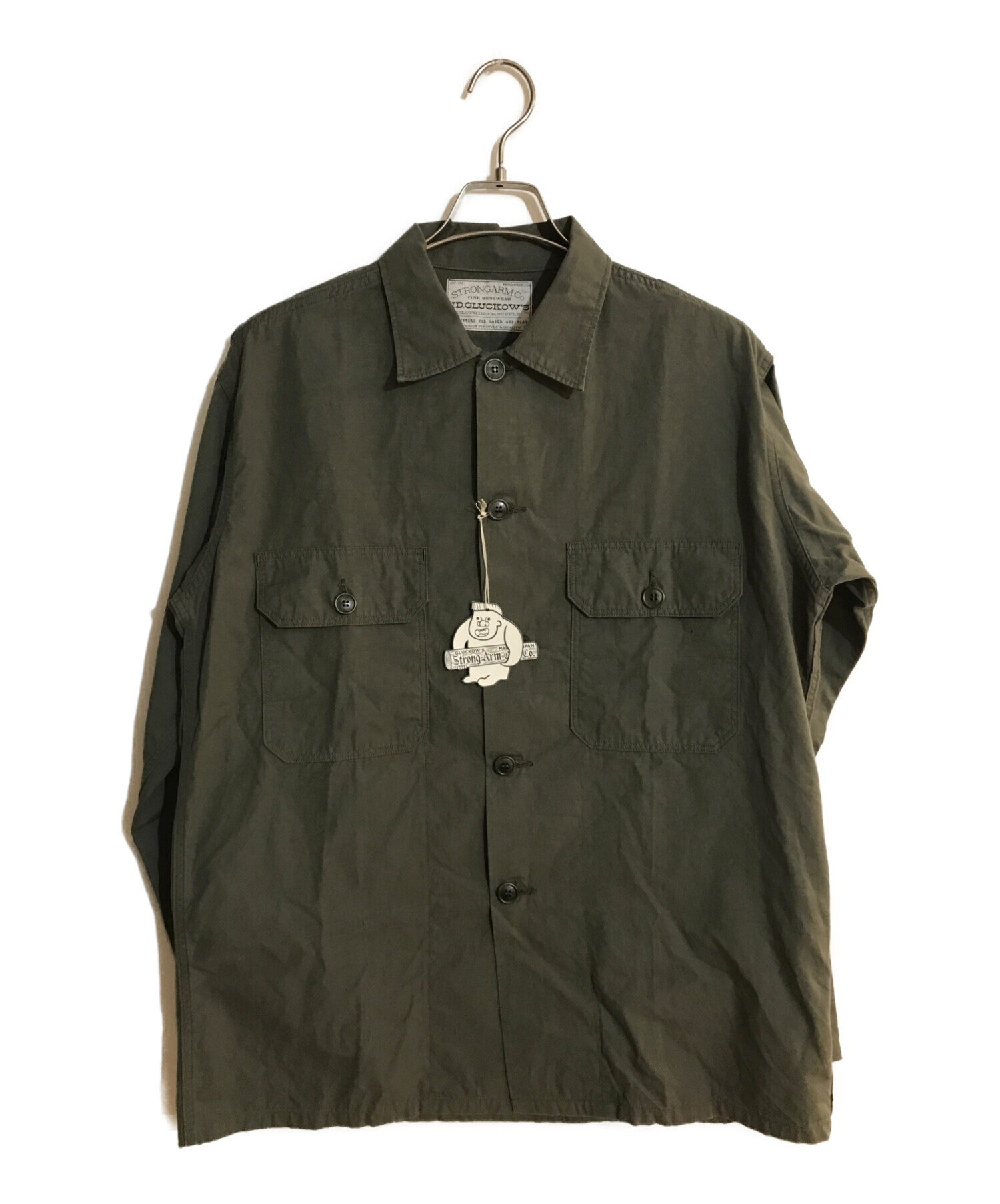 JOHN GLUCKOW by WAREHOUSE (ジョングラッコーバイウェアハウス) 1960s PX Poplin Shirt/1960年代  グリーン サイズ:42