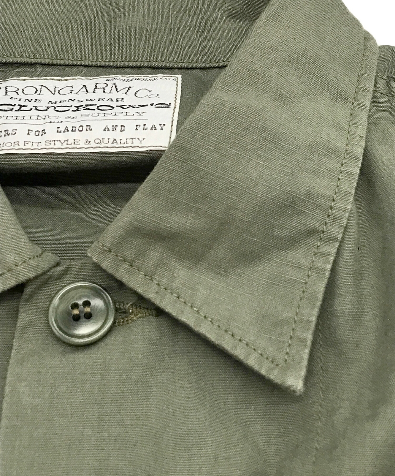 JOHN GLUCKOW by WAREHOUSE (ジョングラッコーバイウェアハウス) 1960s PX Poplin Shirt/1960年代  グリーン サイズ:42