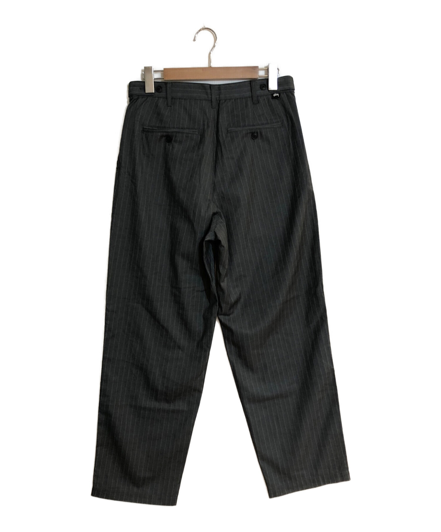 stussy (ステューシー) striped volume pleated trouser/ストライプボリュームプリーツトラウザー グレー  サイズ:SIZE 76cm (W30)