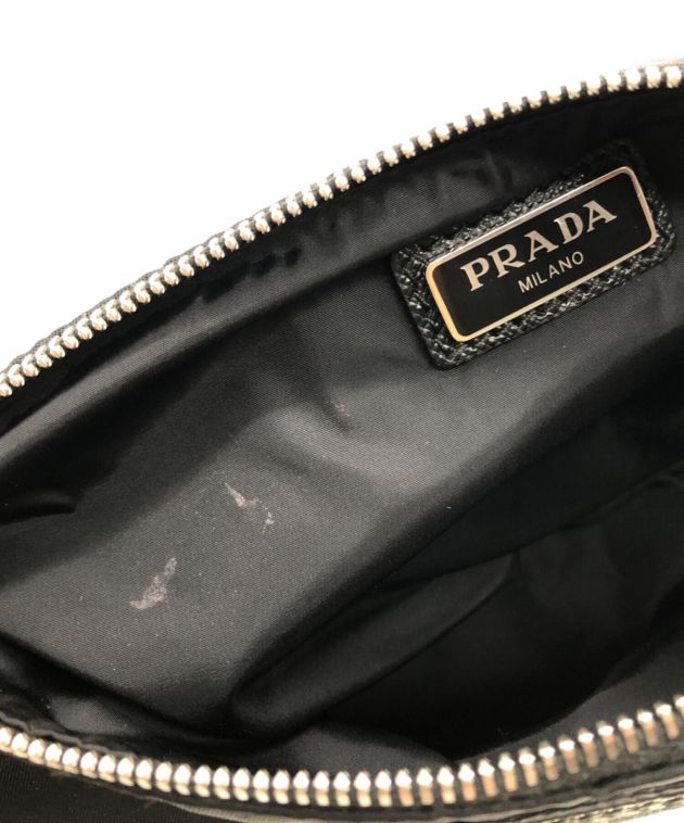 未使用】PRADA ジャカード ポーチ クラッチバッグ チェック 希少 - バッグ