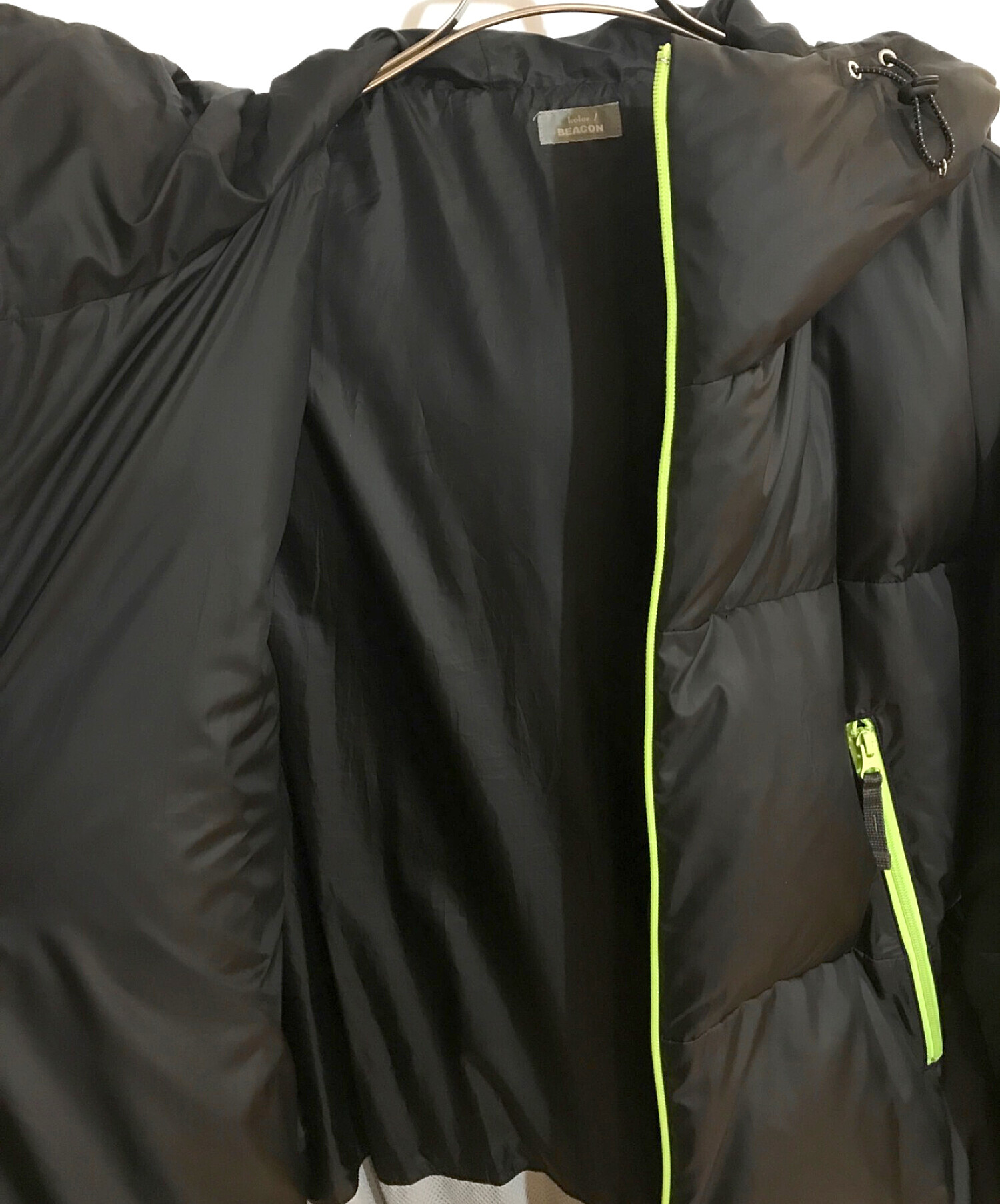 kolor/BEACON (カラービーコン) レイヤードダウンジャケット ブラック×グリーン サイズ:SIZE 2