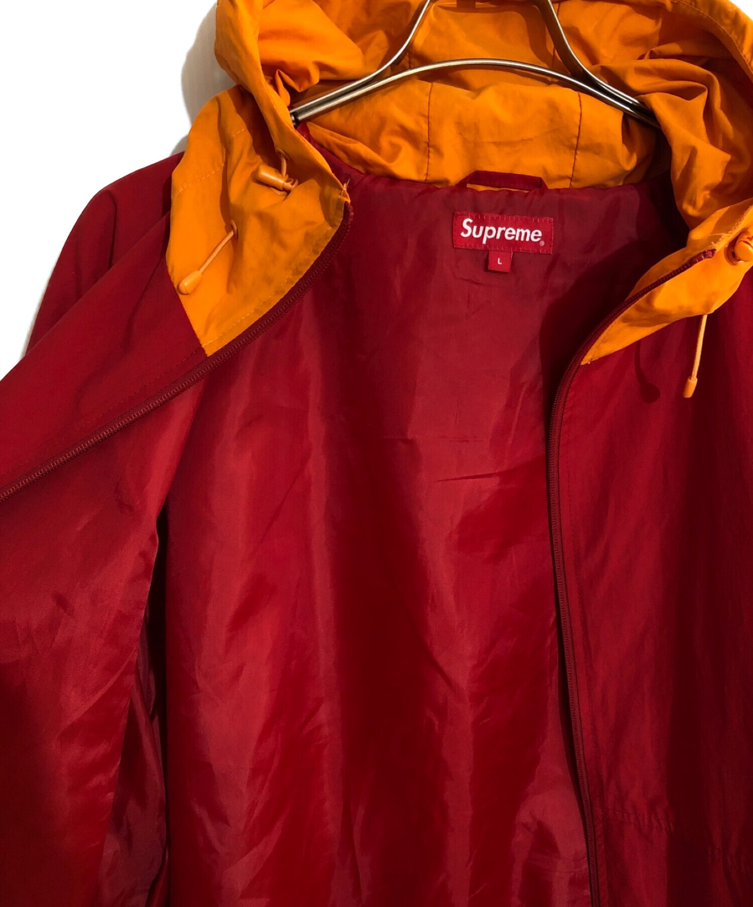 Supreme (シュプリーム) Lightweight Nylon Hooded Jacket/ライトウェイトナイロンフーデットジャケット  レッド×オレンジ サイズ:SIZE L
