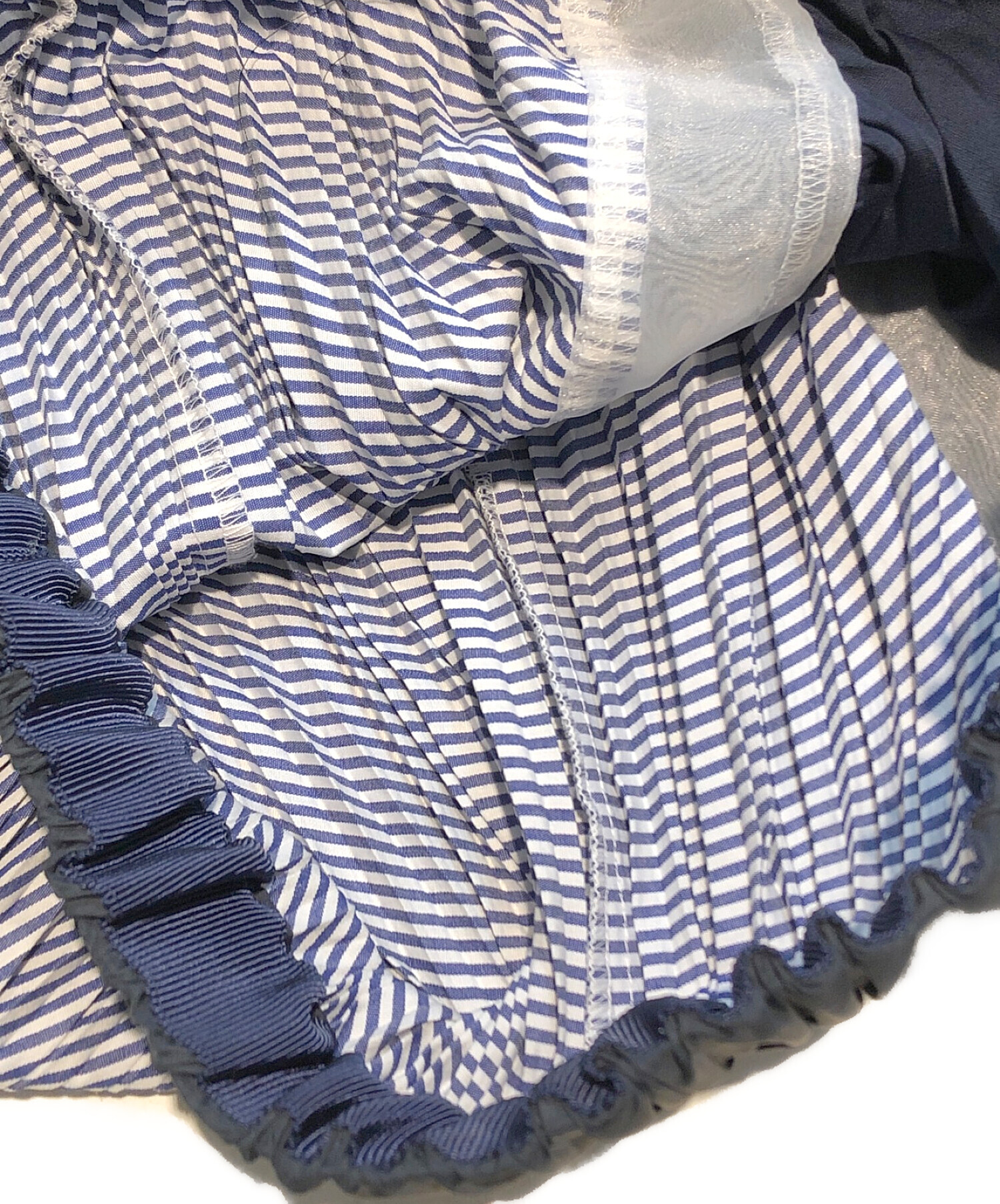 sacai (サカイ) Stripe Drape Skirt/ストライプドレープスカート ネイビー×ホワイト サイズ:SIZE 1