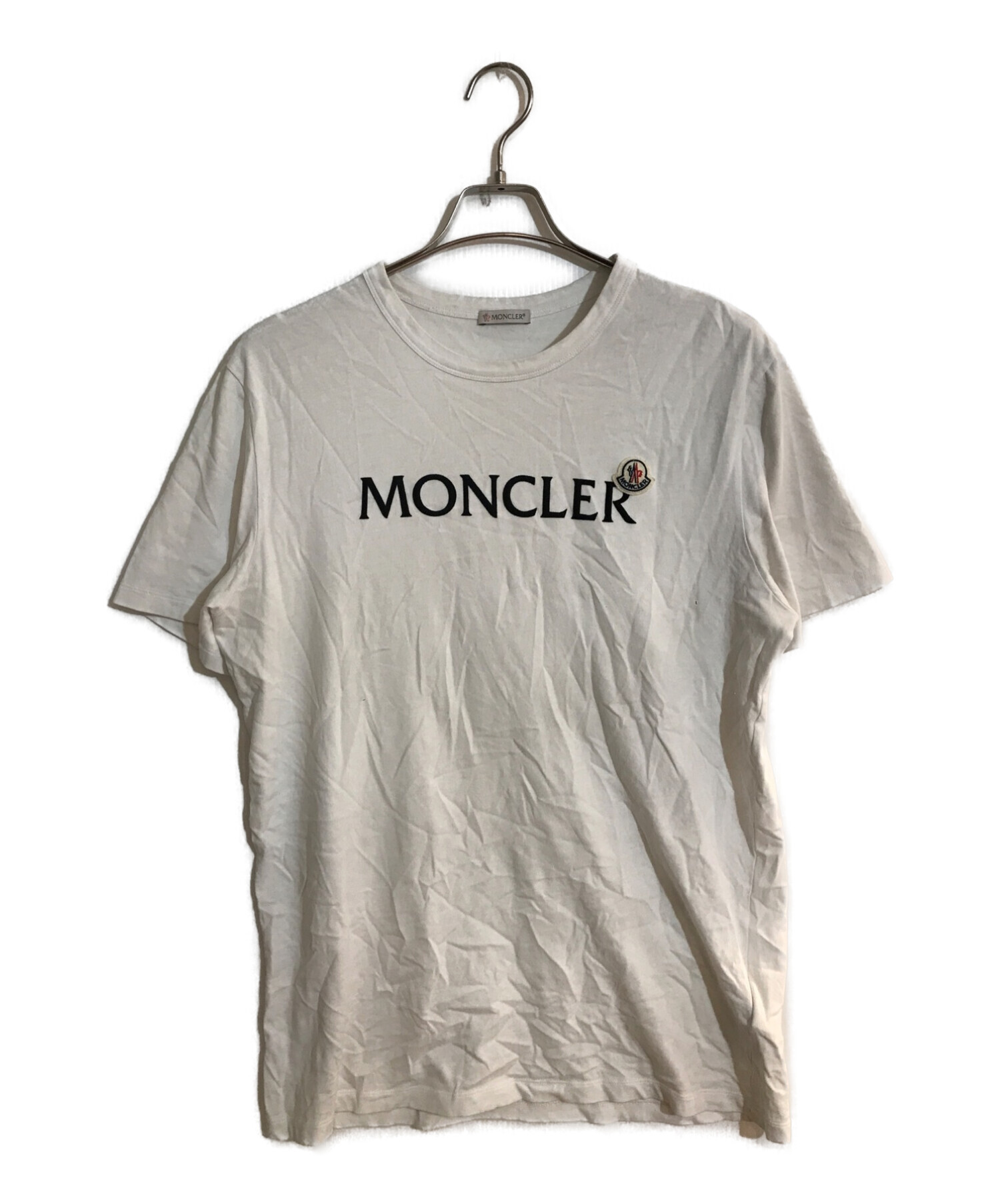 モンクレール　ホワイト　tシャツ　L ロゴ身幅55cm