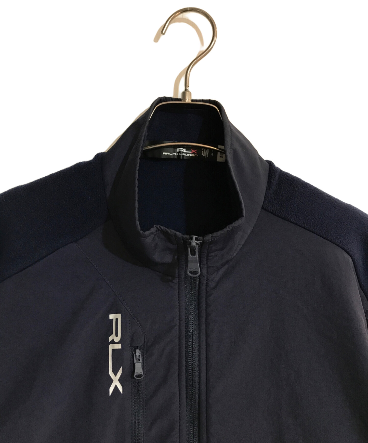 RLX RALPH LAUREN (アールエルエックスラルフローレン) ナイロン切替フリースジャケット ネイビー サイズ:L