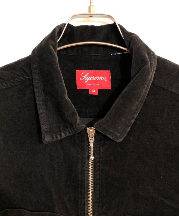 SUPREME (シュプリーム) 18SS Velvet Zip Up Shirt/18SSベルベットジップアップシャツ ブラック サイズ:SIZE M