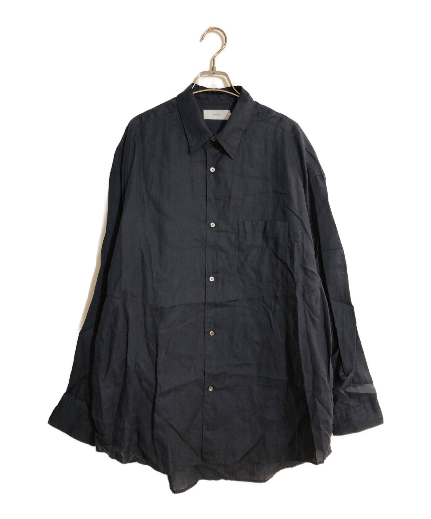 Graphpaper (グラフペーパー) Linen L/S Oversized Regular Collar  Shirt/リネンオーバーサイズレギュラーカラーシャツ ネイビー サイズ:F