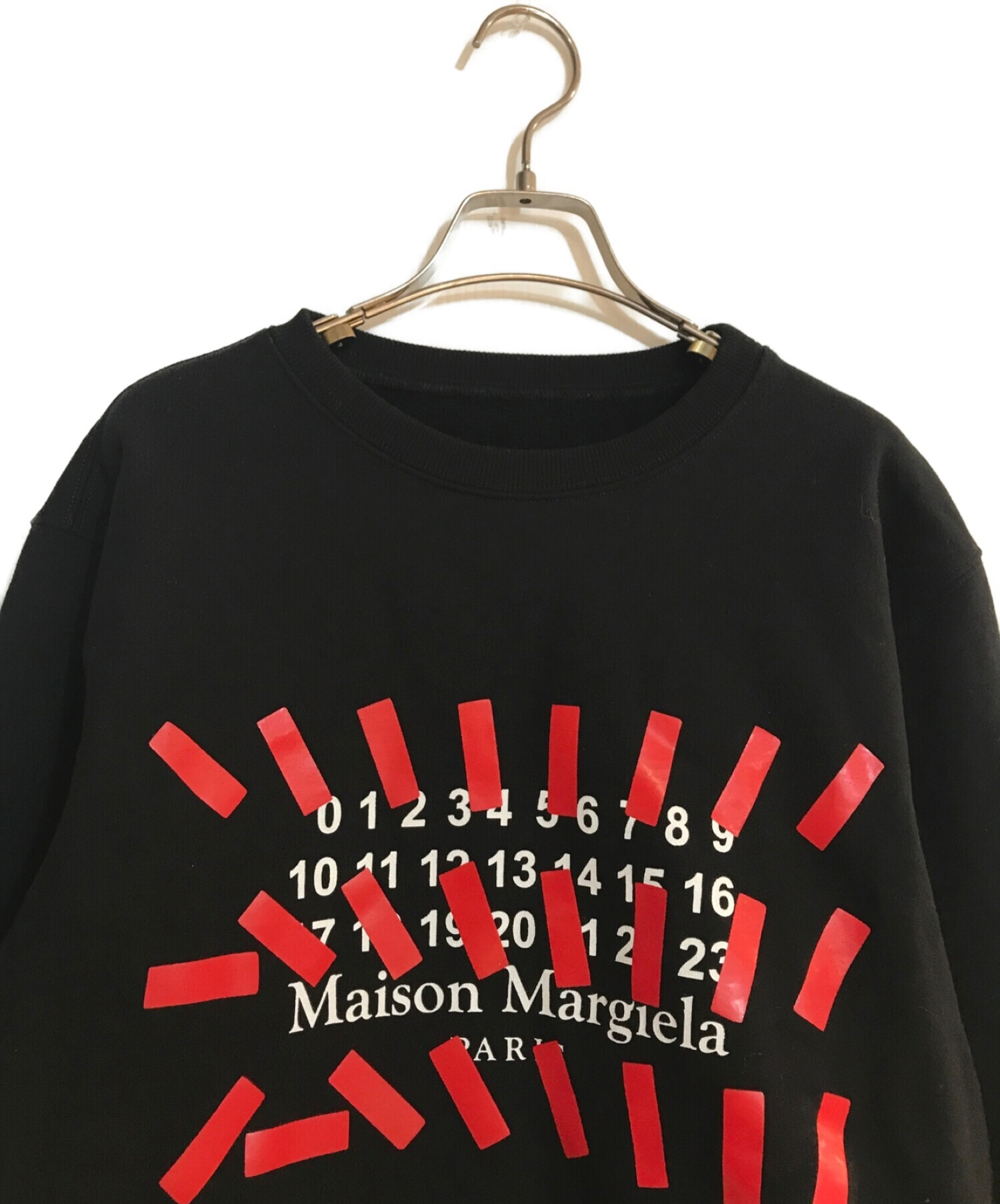 Maison Margiela (メゾンマルジェラ) TAPE LOGO PRINT SWEATSHIRT/テープロゴ プリント スウェット ブラック  サイズ:44