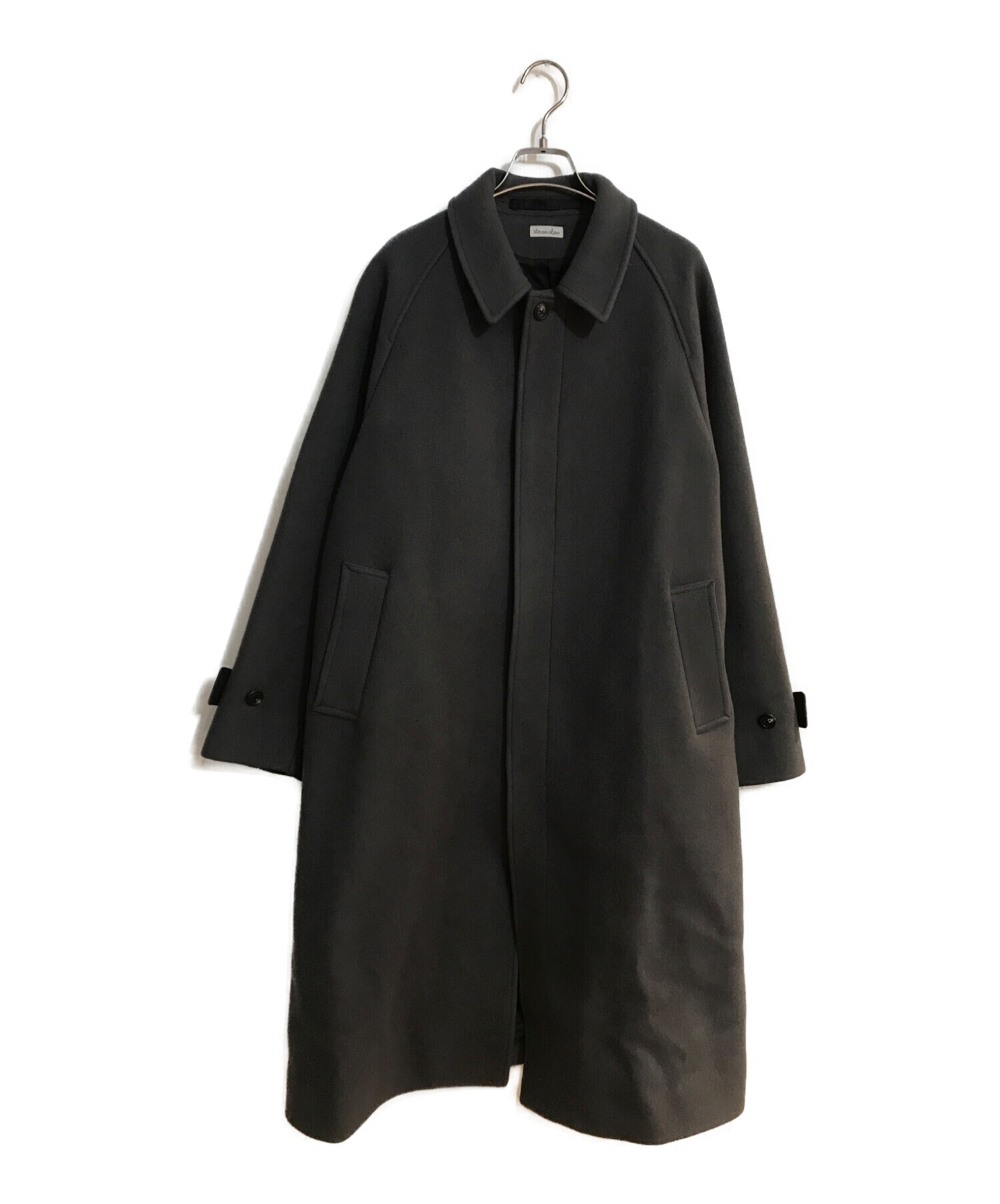 中古・古着通販】STEVEN ALAN (スティーブンアラン) 100S MELTON BAL COLLAR LONG COAT/メルトンバルカラー ロングコート グレー サイズ:M｜ブランド・古着通販 トレファク公式【TREFAC FASHION】スマホサイト