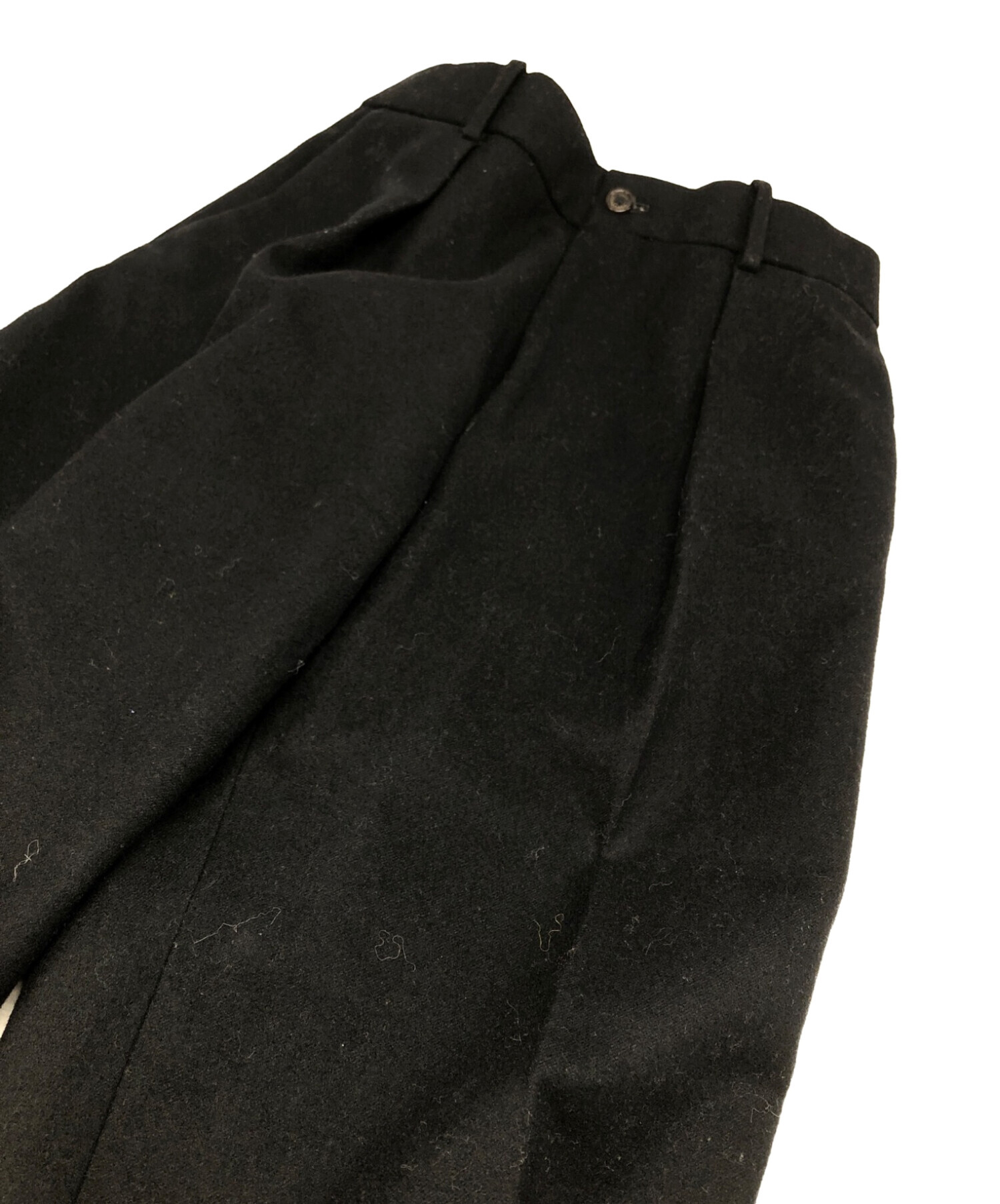 MARKAWARE (マーカウェア) FRONT PLEATS PEGTOP ORGANIC WOOL SURVIVAL CLOTH/ロント プリーツ  ペグトップ オーガニック ウール サバイバル クロス ブラック サイズ:2