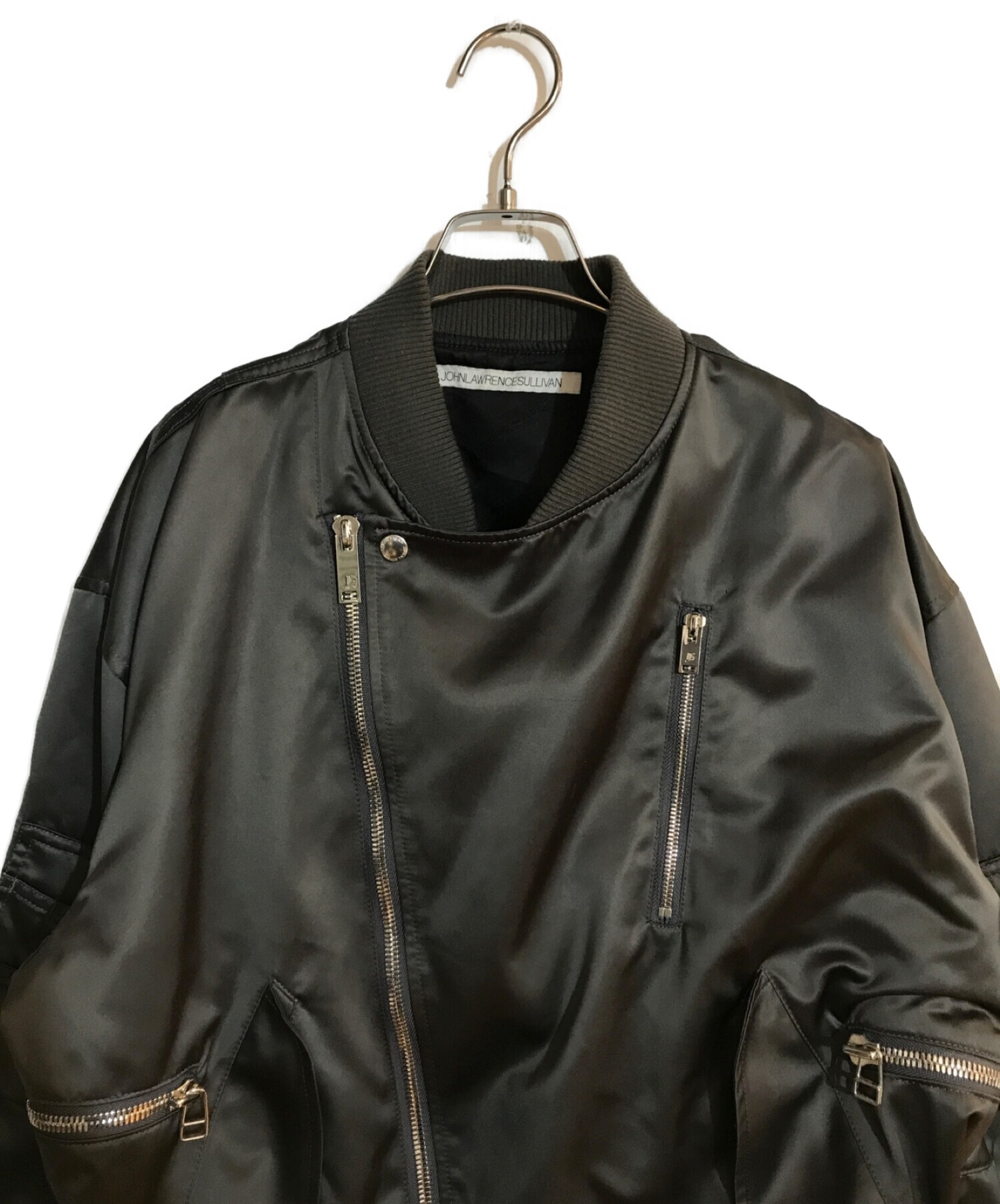 JOHN LAWRENCE SULLIVAN (ジョンローレンスサリバン) SATIN ZIP BOMBER JACKET オリーブ サイズ:SIZE  48