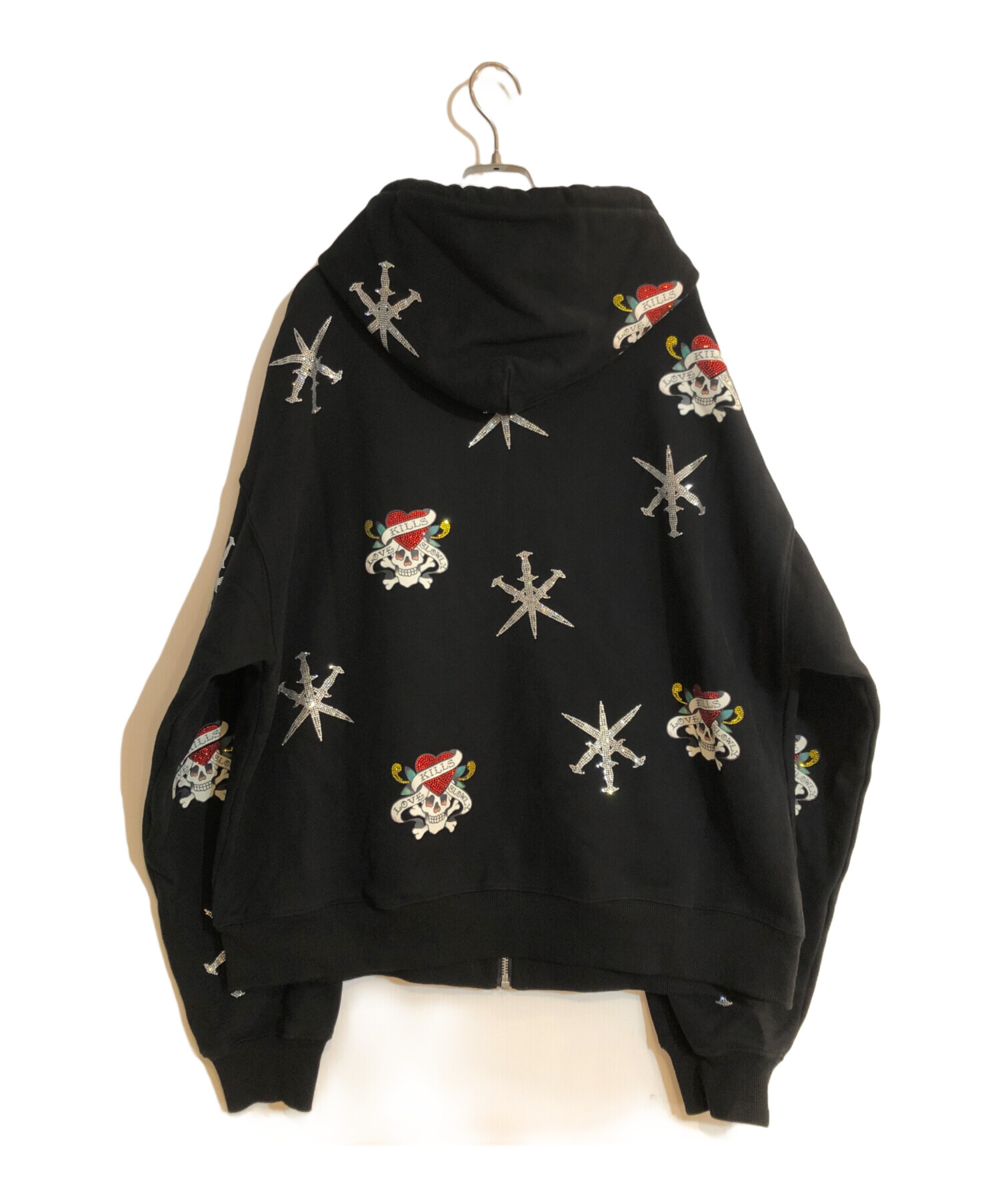 UNKNOWN LONDON (アウノウンロンドン) Ed Hardy (エド ハーディー) NYC SNAKE ZIP HOODIE ブラック  サイズ:L