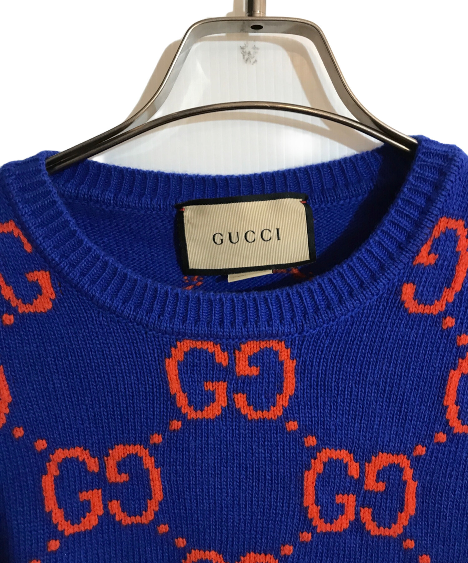 GUCCI (グッチ) GGロゴニット ブルー サイズ:L