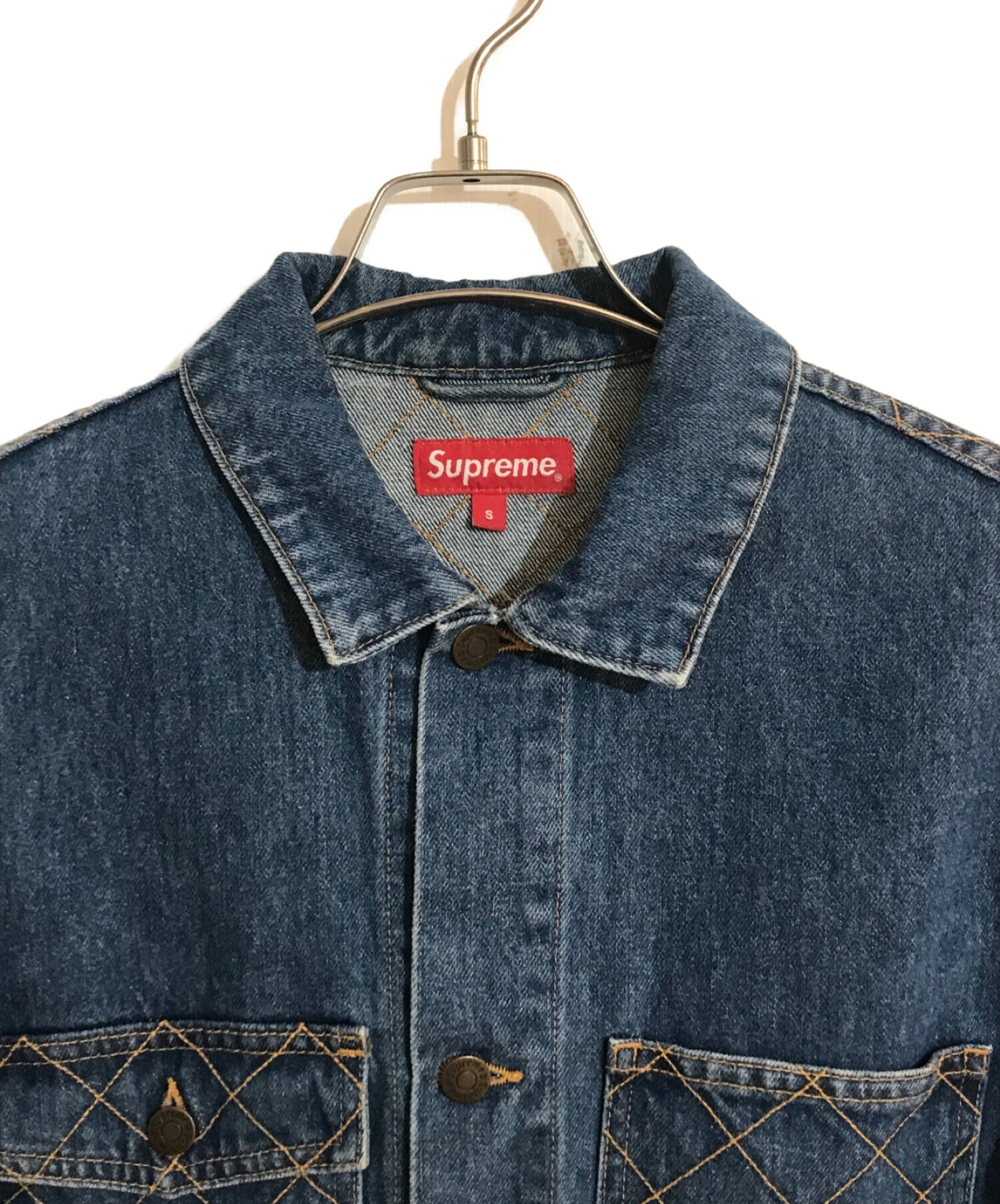 Supreme (シュプリーム) 18AW Diamond Stitch Denim Chore  Coat/18ＡＷダイヤモンドステッチデニムカーコート インディゴ サイズ:SIZE S