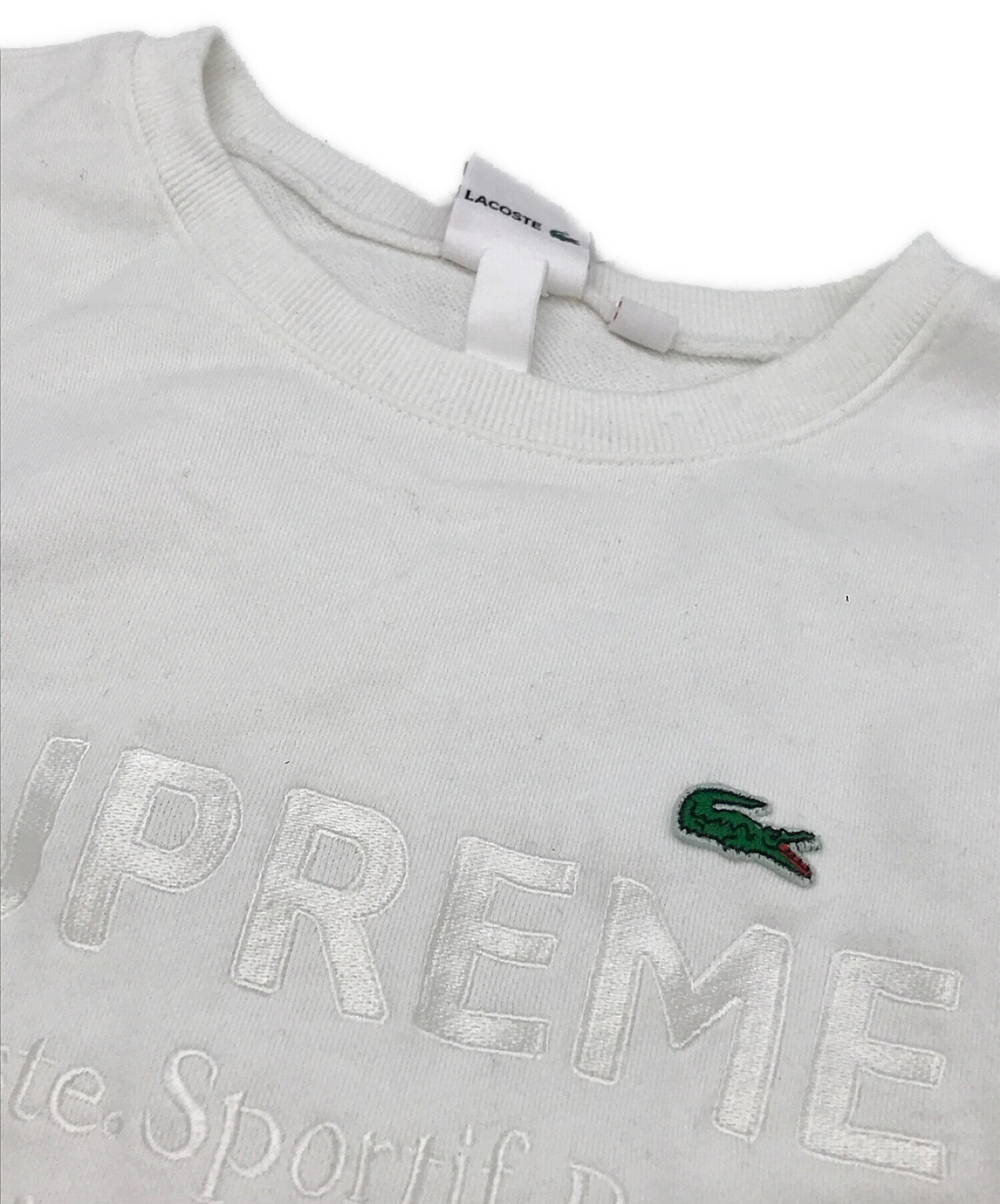 Supreme (シュプリーム) LACOSTE LIVE (ラコステライブ) CREWNECK SWEAT SHIRT/クルーネックスウェットシャツ  ホワイト サイズ:XL