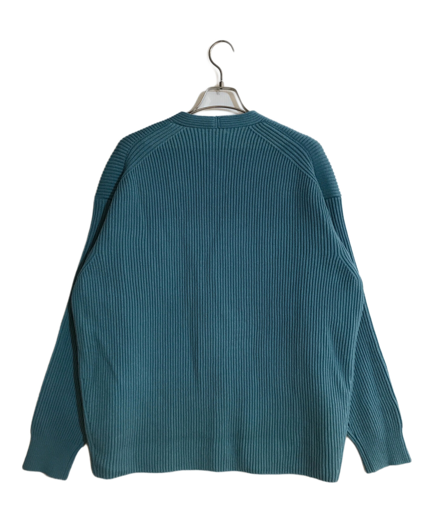 AURALEE (オーラリー) SUPER FINE WOOL RIB KNIT BIG  CARDIGAN/スーパーファインウールリブニットビッグカーディガン ブルー サイズ:5 未使用品