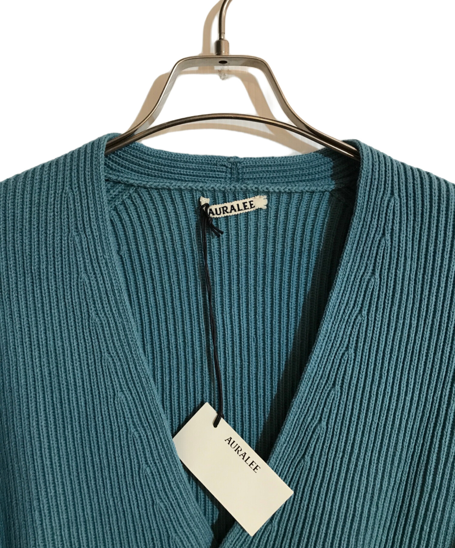 AURALEE (オーラリー) SUPER FINE WOOL RIB KNIT BIG  CARDIGAN/スーパーファインウールリブニットビッグカーディガン ブルー サイズ:5 未使用品