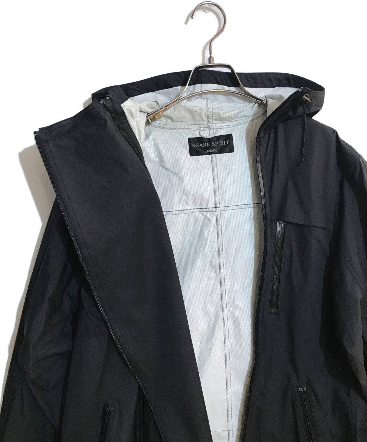 SHARE SPIRIT HOMME (シェアースピリットオム) double zip nylon jacket ブラック サイズ:SIZE 46