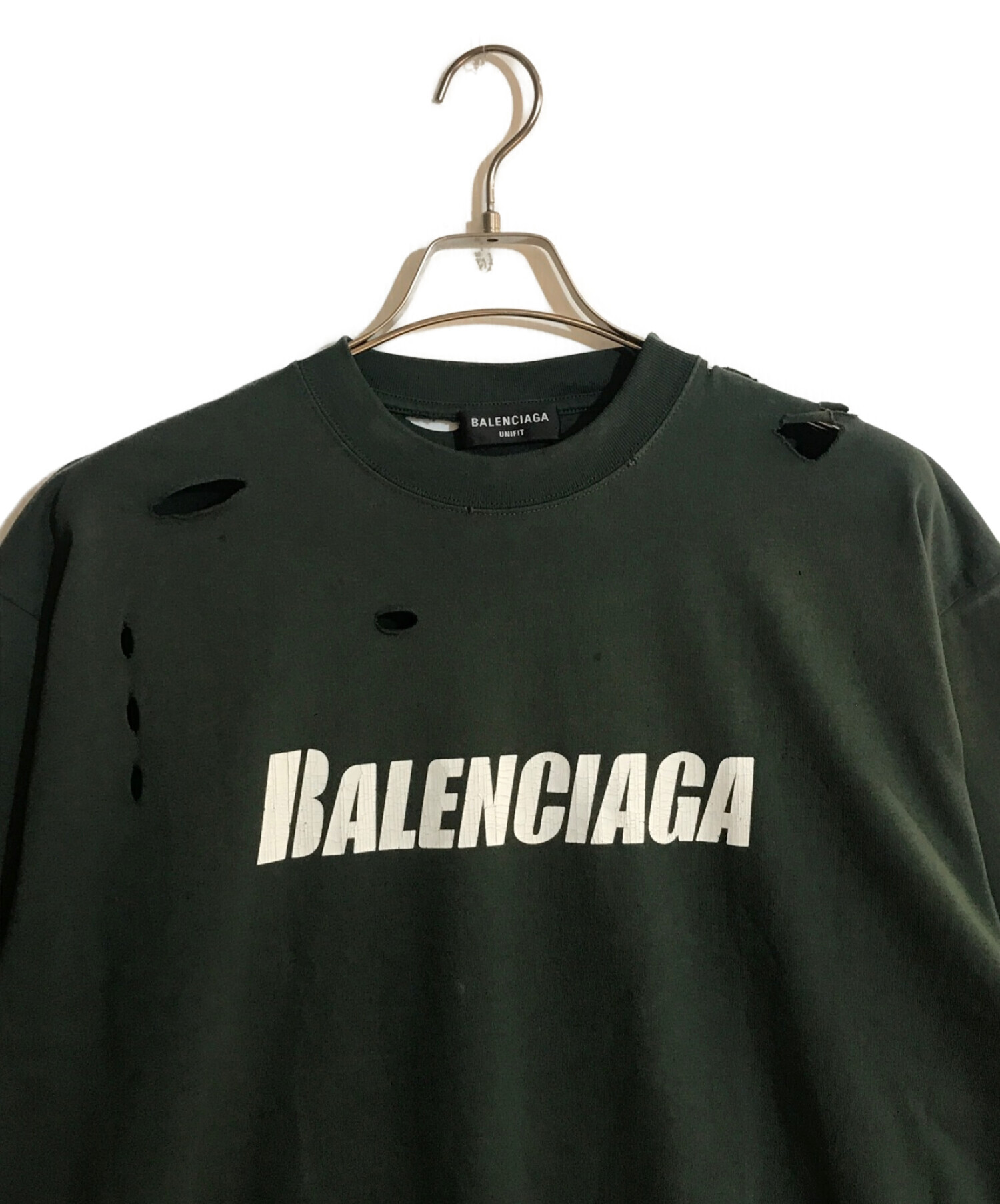 中古・古着通販】BALENCIAGA (バレンシアガ) Caps Destroyed Flatground Tee グリーン サイズ:SIZE  XS｜ブランド・古着通販 トレファク公式【TREFAC FASHION】スマホサイト