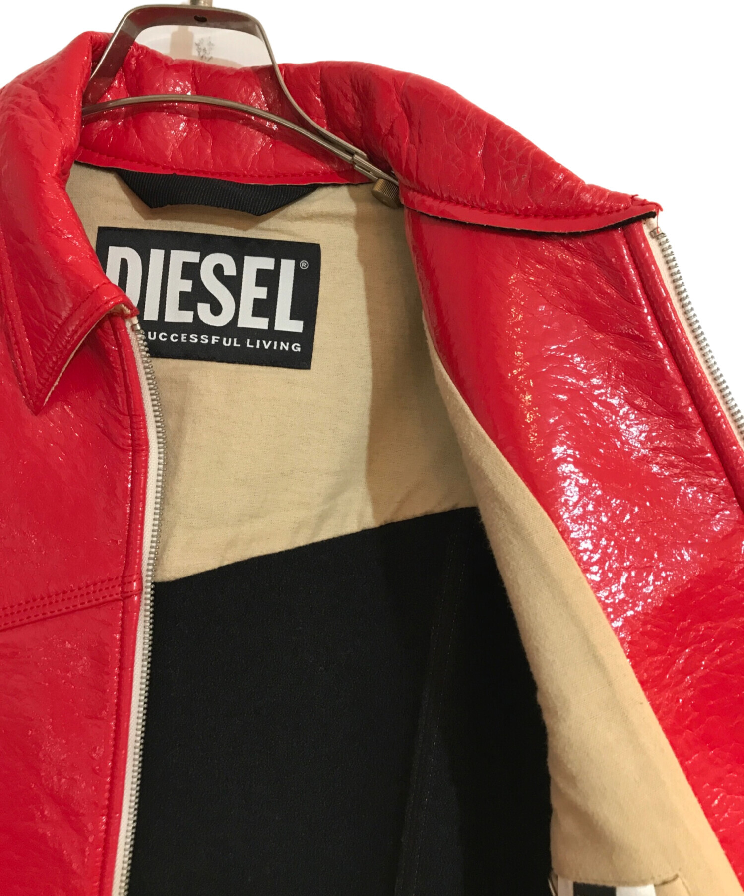 DIESEL (ディーゼル) J-LOU Leatherette ジャケット レッド サイズ:Ｓ