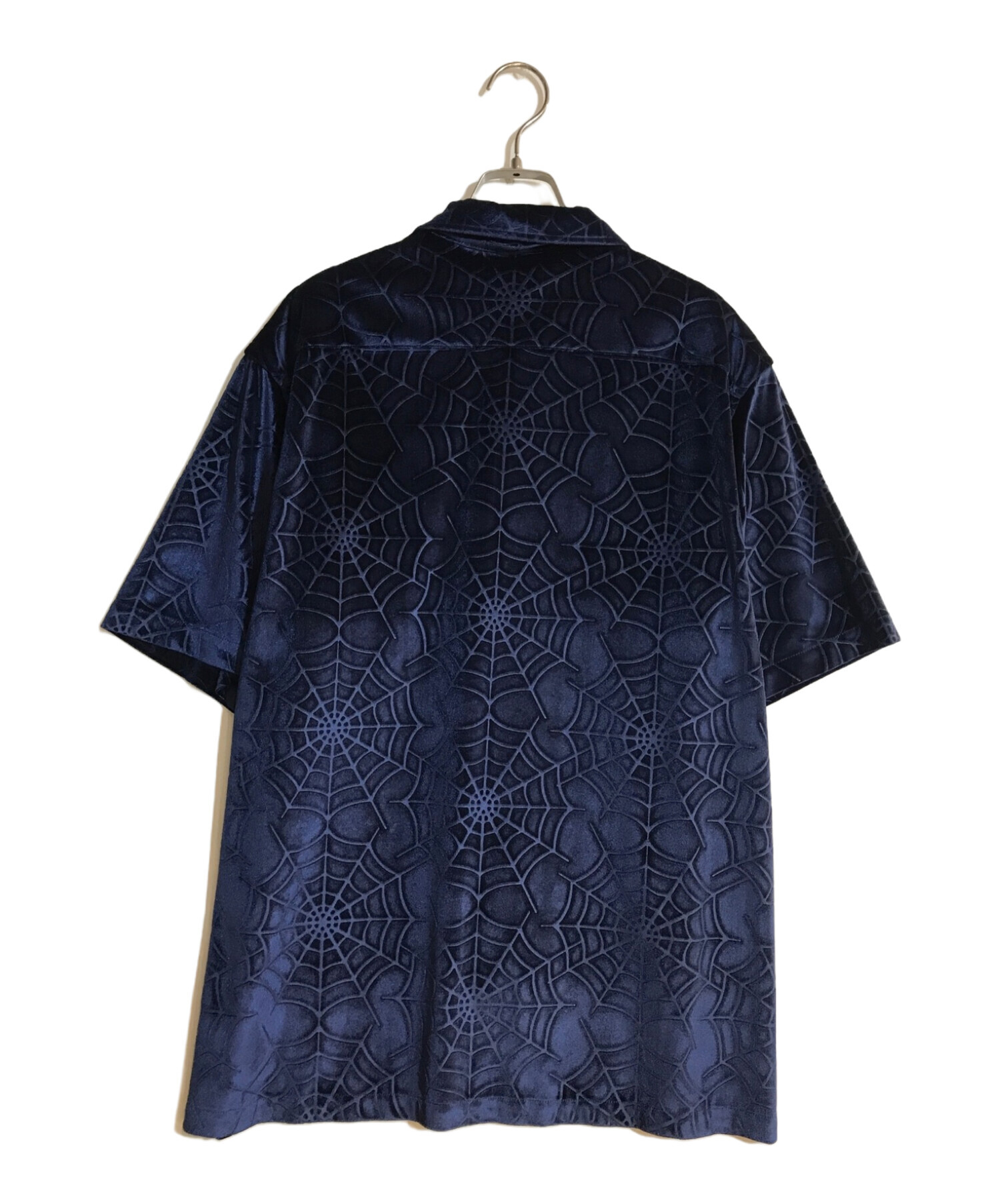 Supreme (シュプリーム) Spider Web Velvet S/S Shirt ブルー サイズ:Ｌ