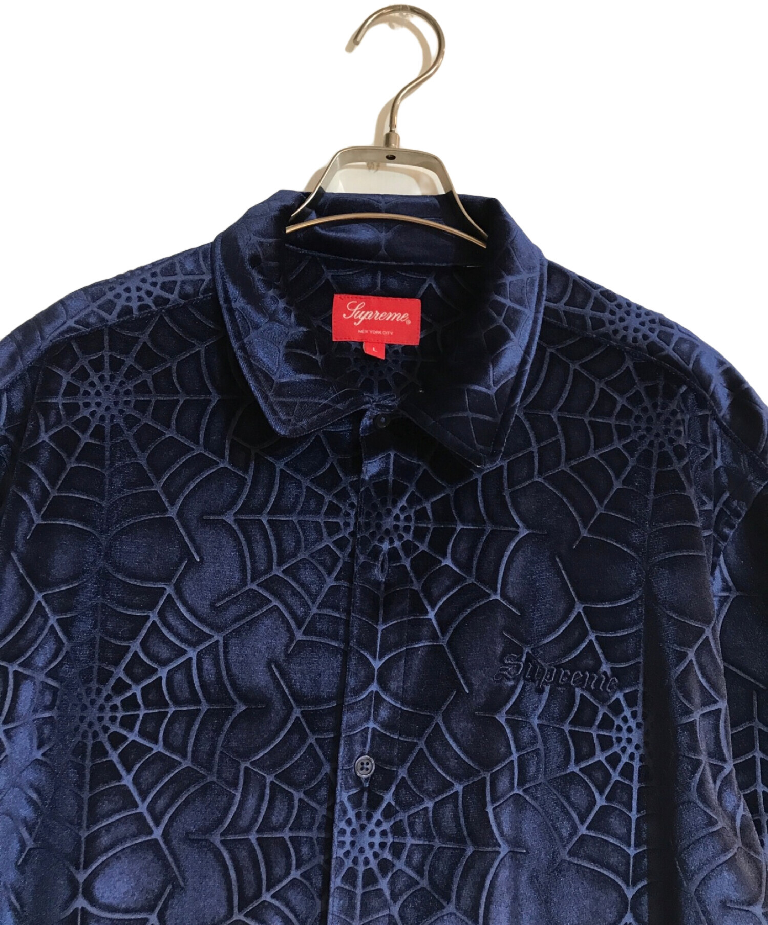 Supreme Spider Web Velvet S/S Shirt Black