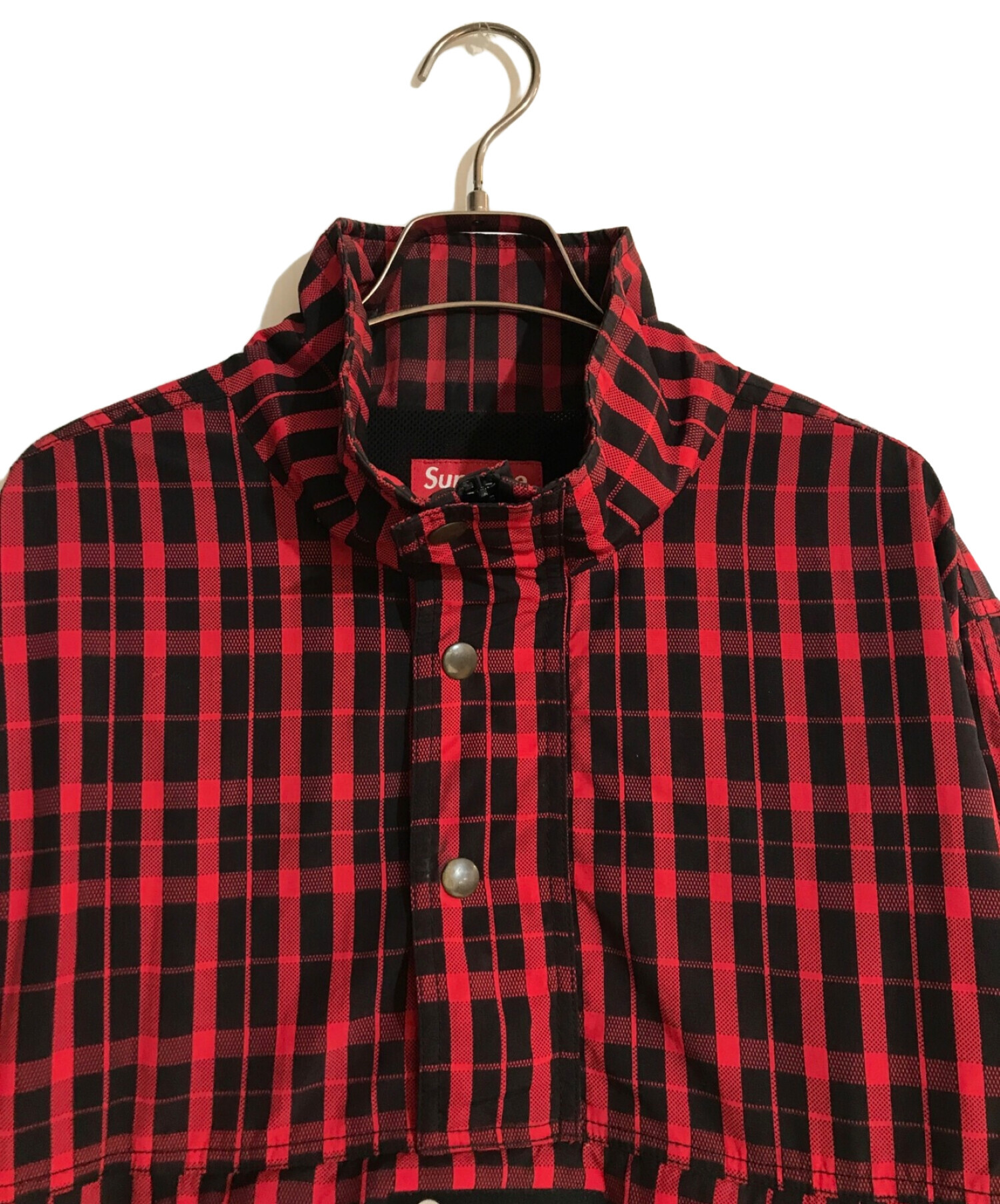 Supreme (シュプリーム) Nylon Plaid Pullover/ナイロン プレイド プルオーバー レッド サイズ:M