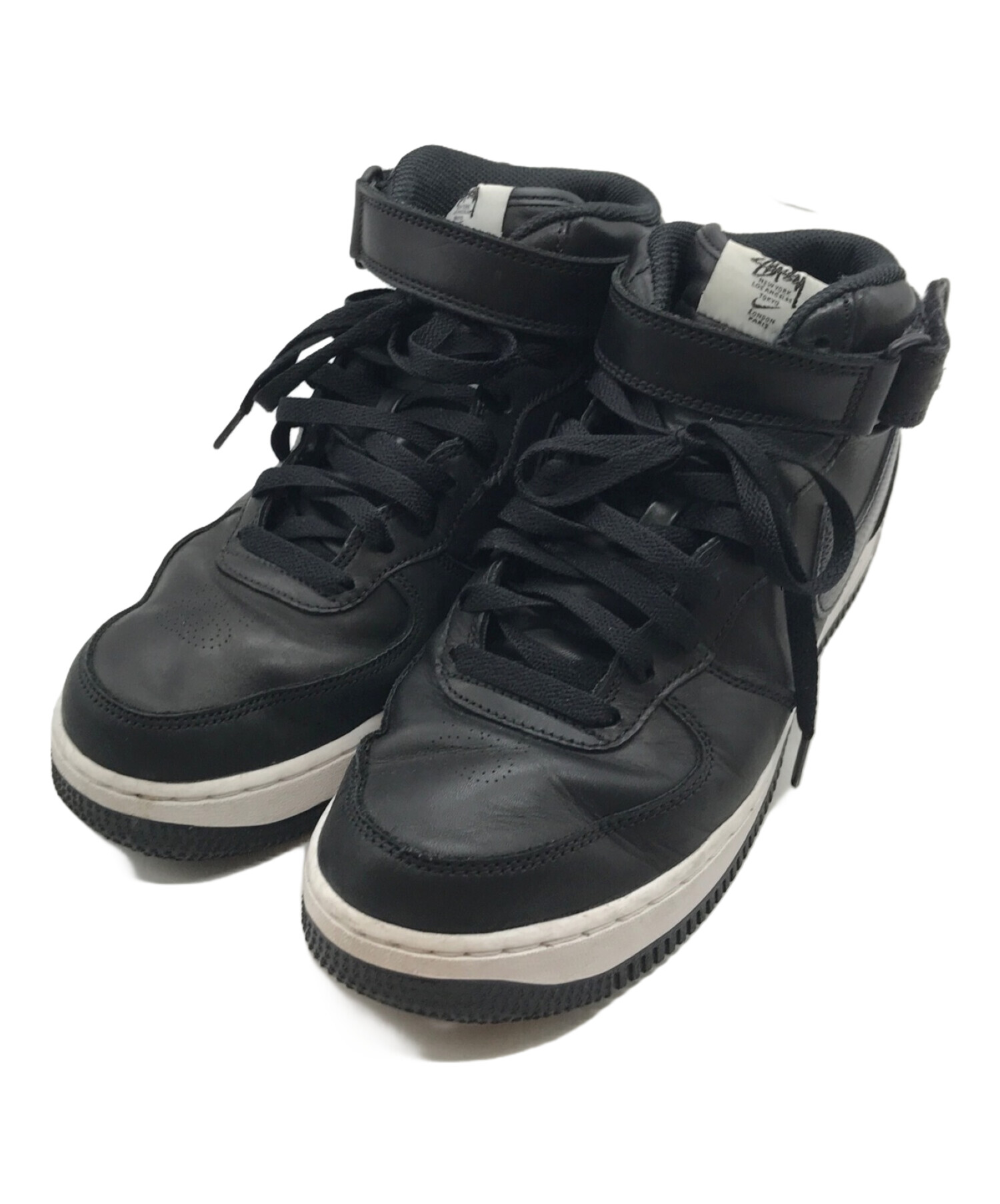 中古・古着通販】NIKE (ナイキ) stussy (ステューシー) Nike Air Force 1 Mid/エアフォースワンミッド  Black/Black サイズ:26.5㎝｜ブランド・古着通販 トレファク公式【TREFAC FASHION】スマホサイト