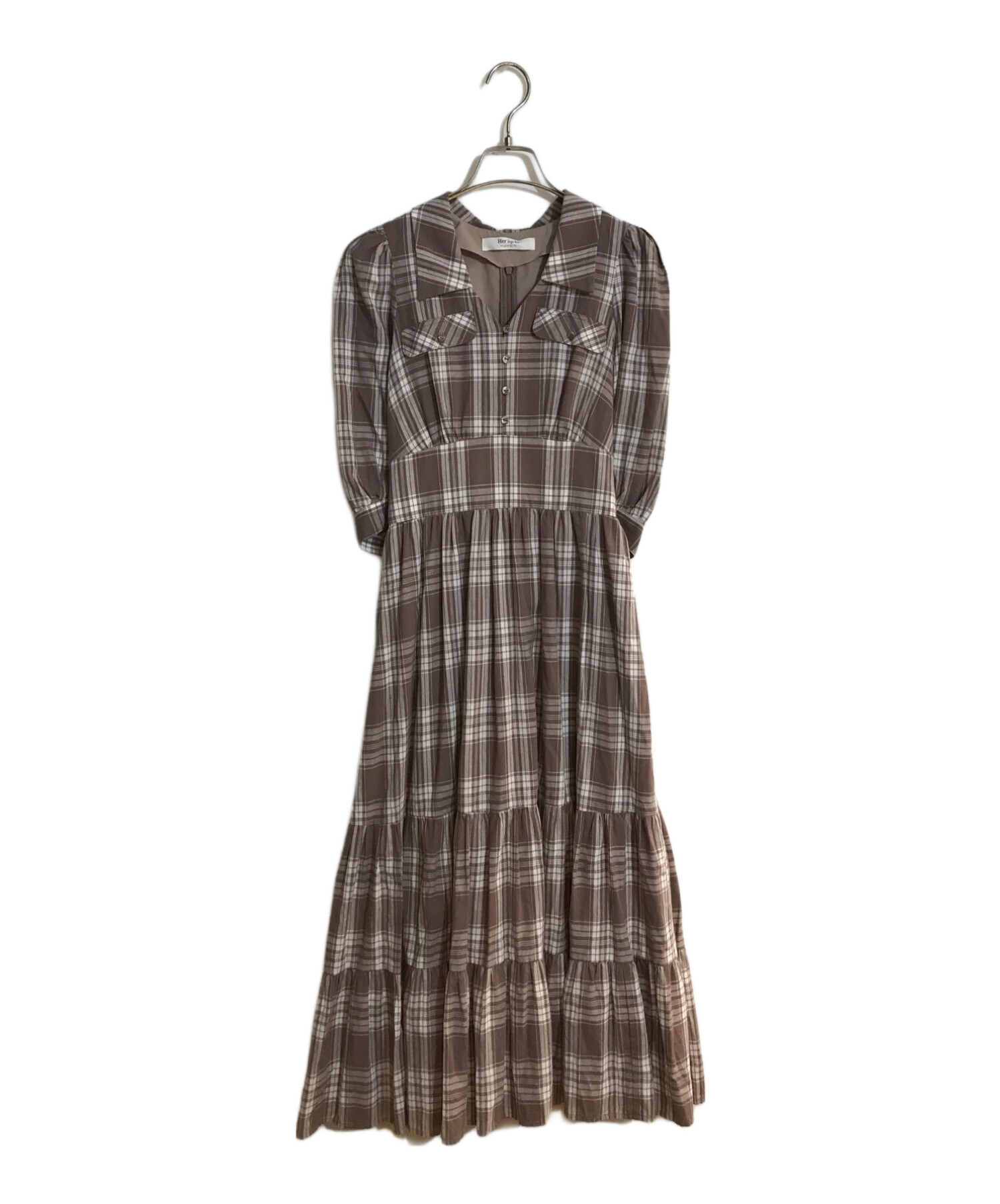 中古・古着通販】HER LIP TO (ハーリップトゥ) Bergamo Plaid Tiered Long Dress/ベルガモプレイドティアードロングドレス  ブラウン サイズ:Ｓ｜ブランド・古着通販 トレファク公式【TREFAC FASHION】スマホサイト