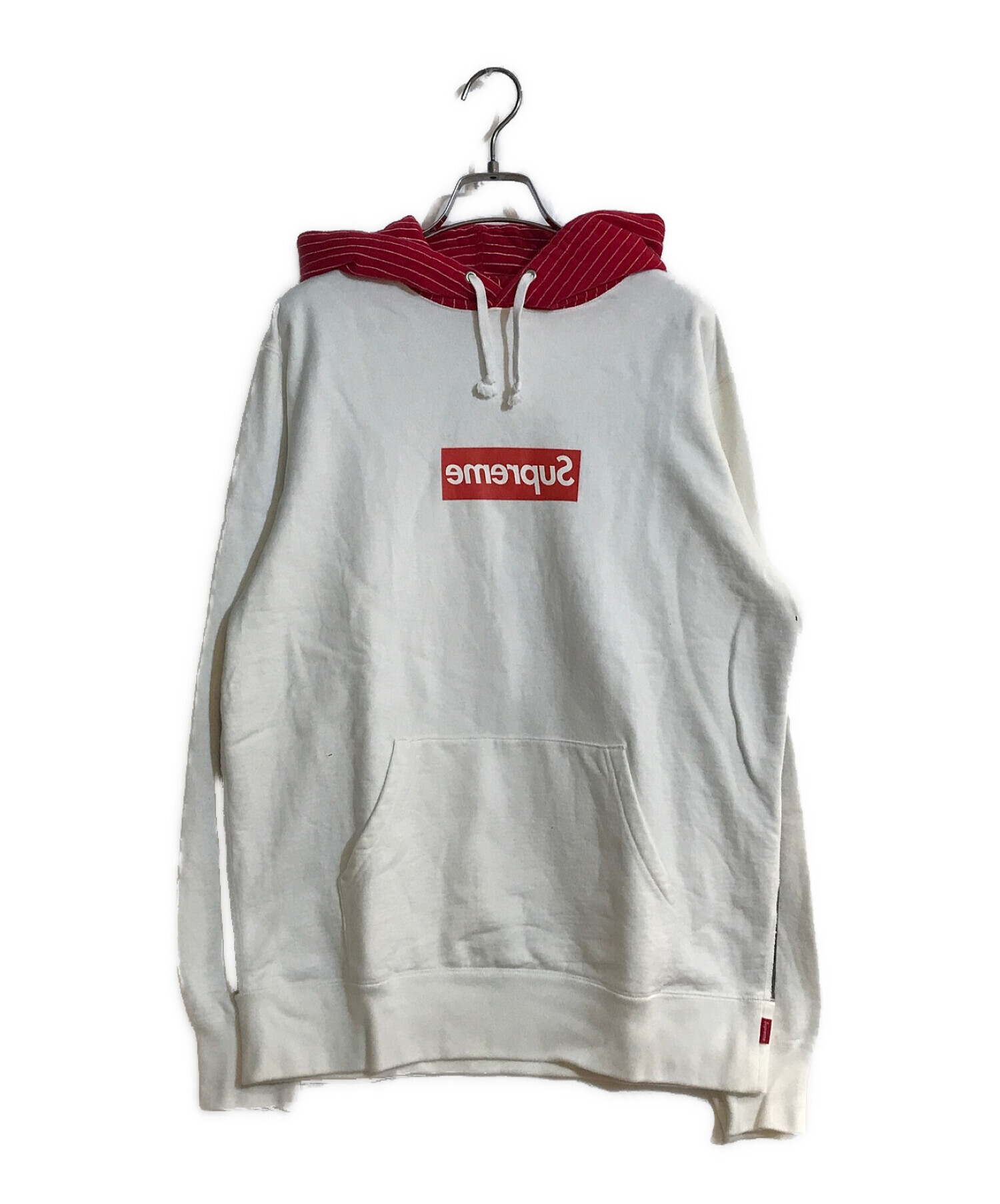 中古・古着通販】SUPREME (シュプリーム) COMME des GARCONS SHIRT (コムデギャルソンシャツ) 14SS BOX  LOGO PULLOVER HOODIE/14SSボックスロゴフーディー ホワイト×レッド サイズ:Ⅿ｜ブランド・古着通販  トレファク公式【TREFAC FASHION】スマホサイト