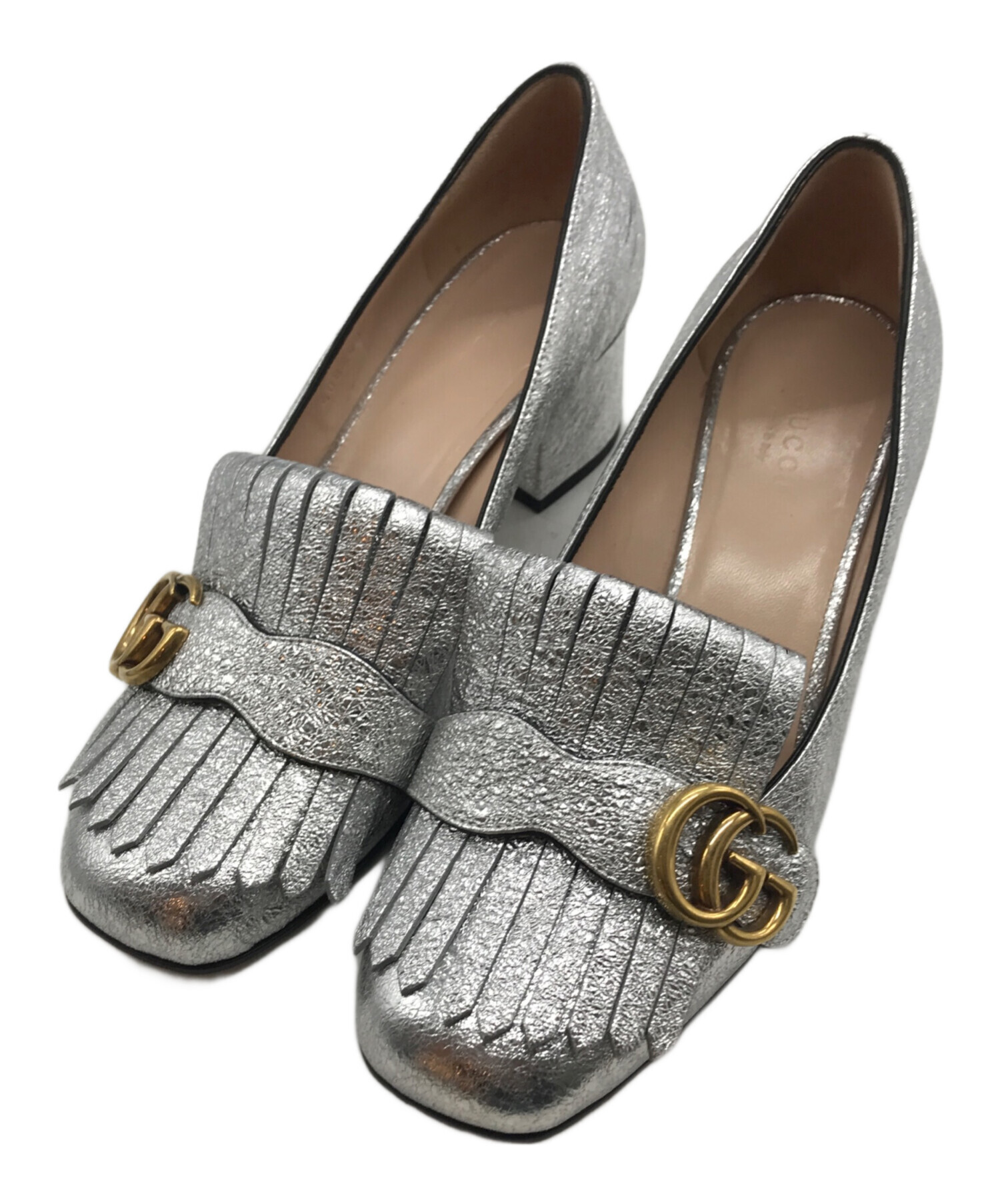 中古・古着通販】GUCCI (グッチ) GGマーモント レザー ミッドヒールパンプス シルバー サイズ:37 1/2｜ブランド・古着通販  トレファク公式【TREFAC FASHION】スマホサイト